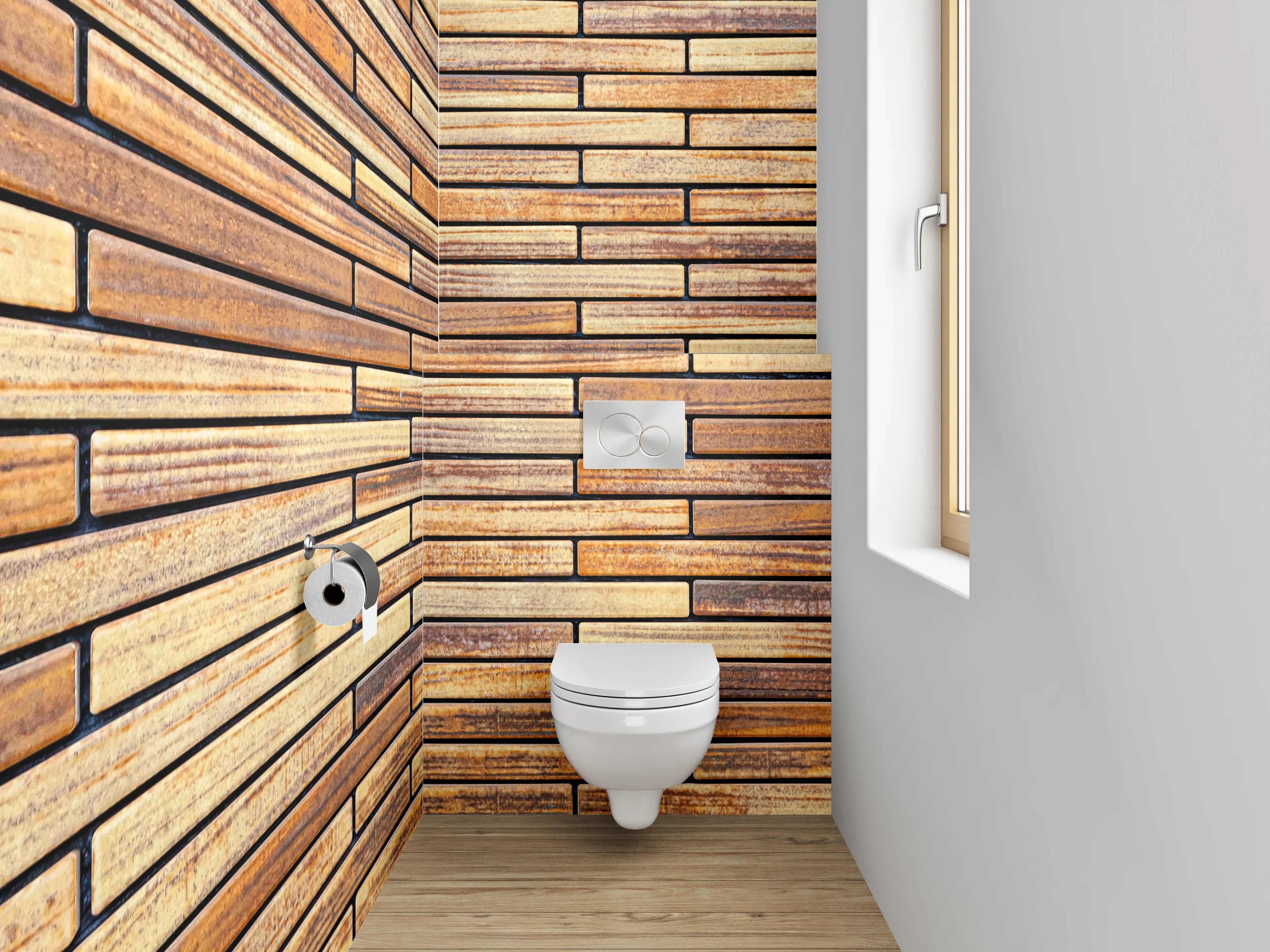 WC-Rückwand - Vintage Holz Fliesen Wandmuster