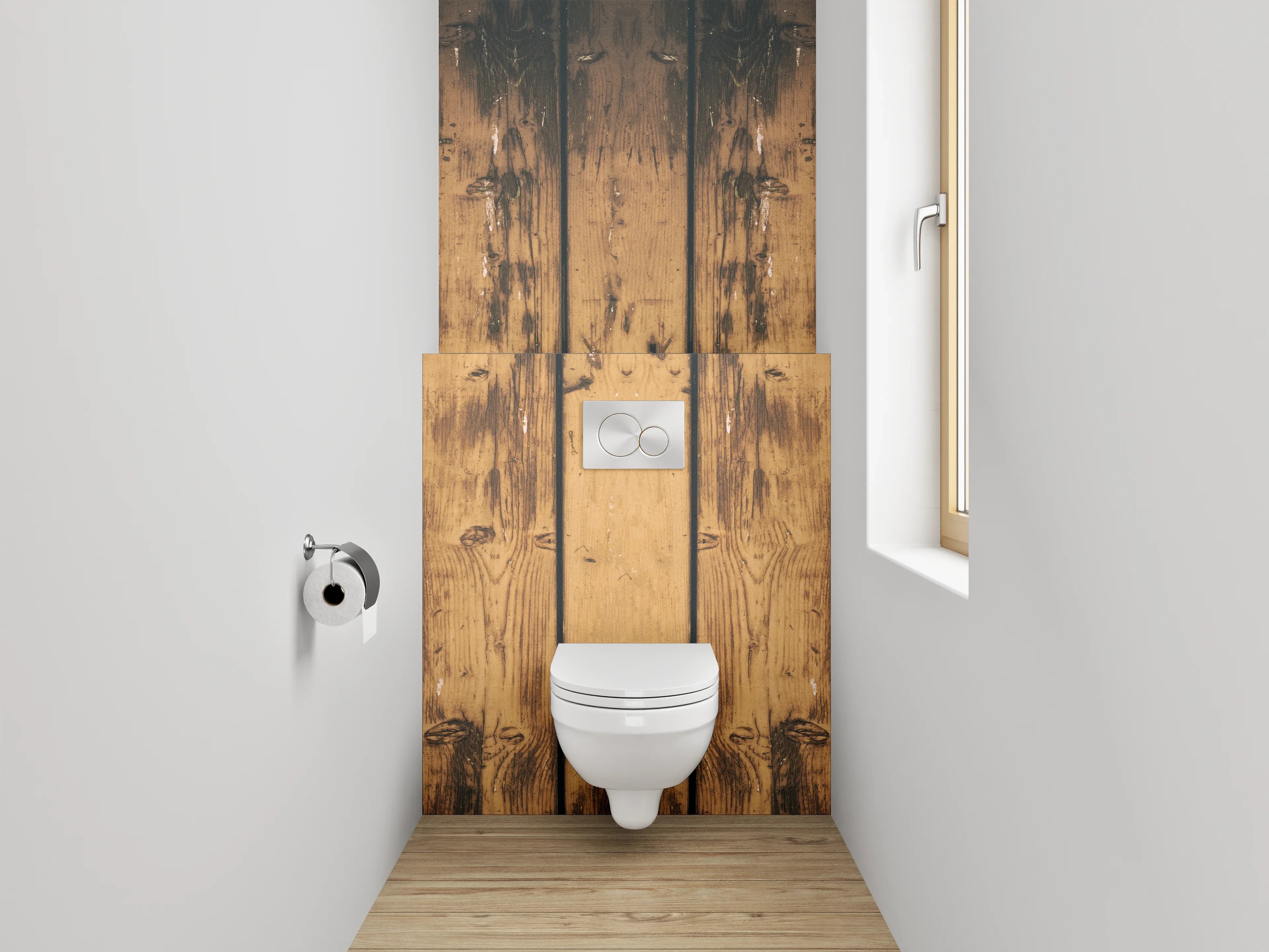 WC-Rückwand - Vintage Holz Wandpaneel Braun