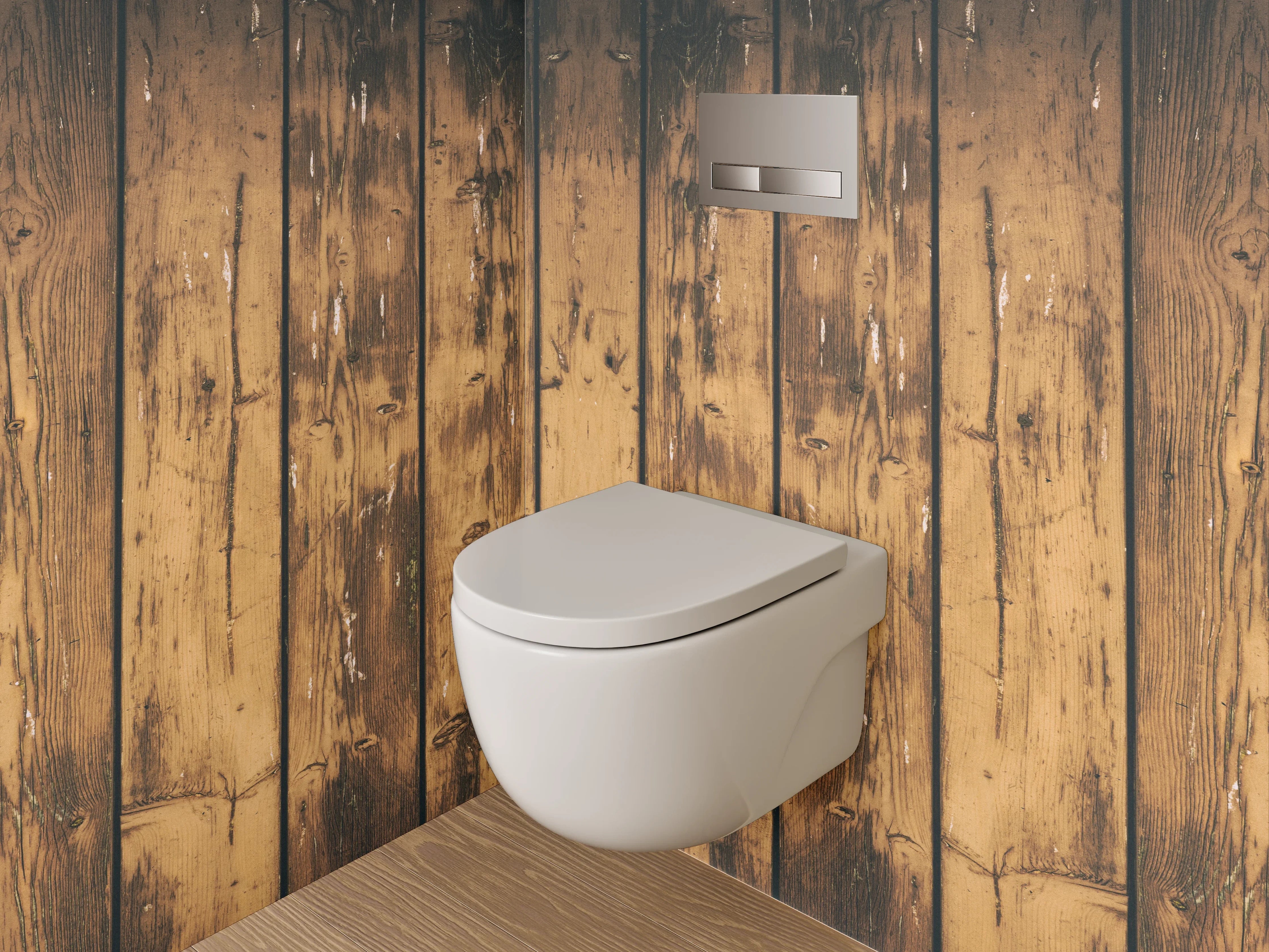 WC-Rückwand - Vintage Holz Wandpaneel Braun