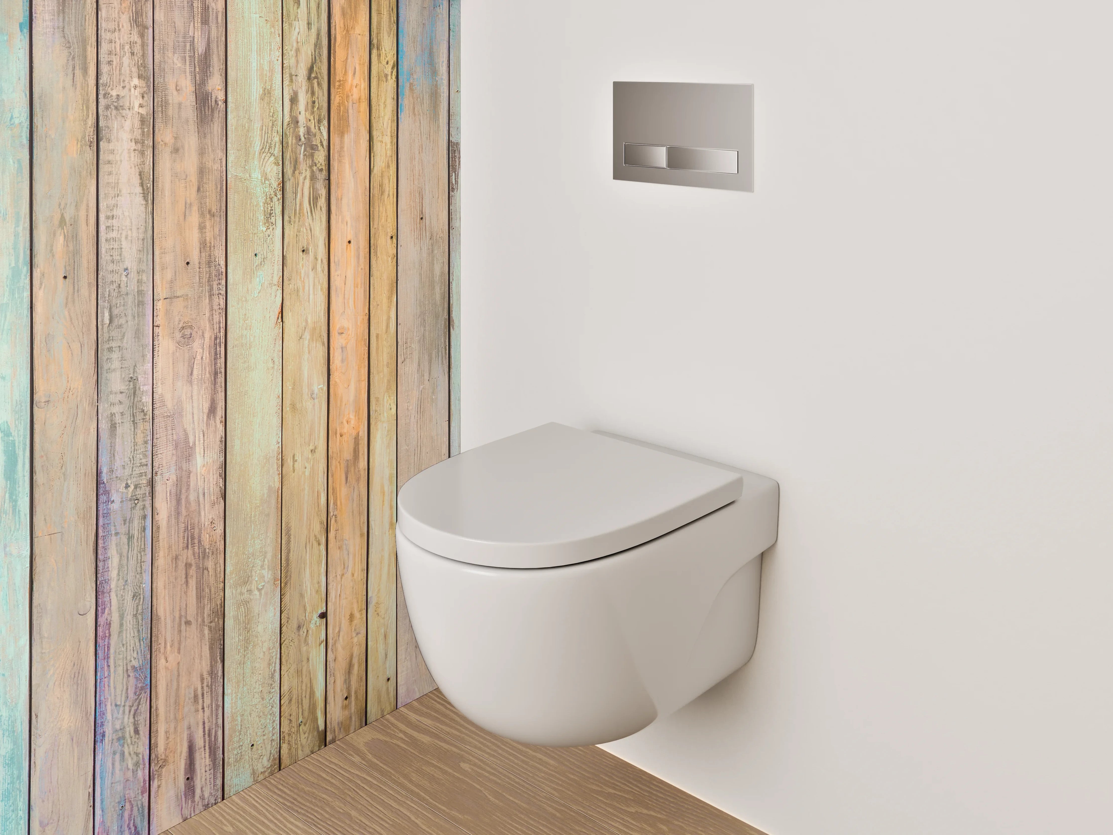 WC-Rückwand - Vintage Holz Wandpaneel Pastellfarben