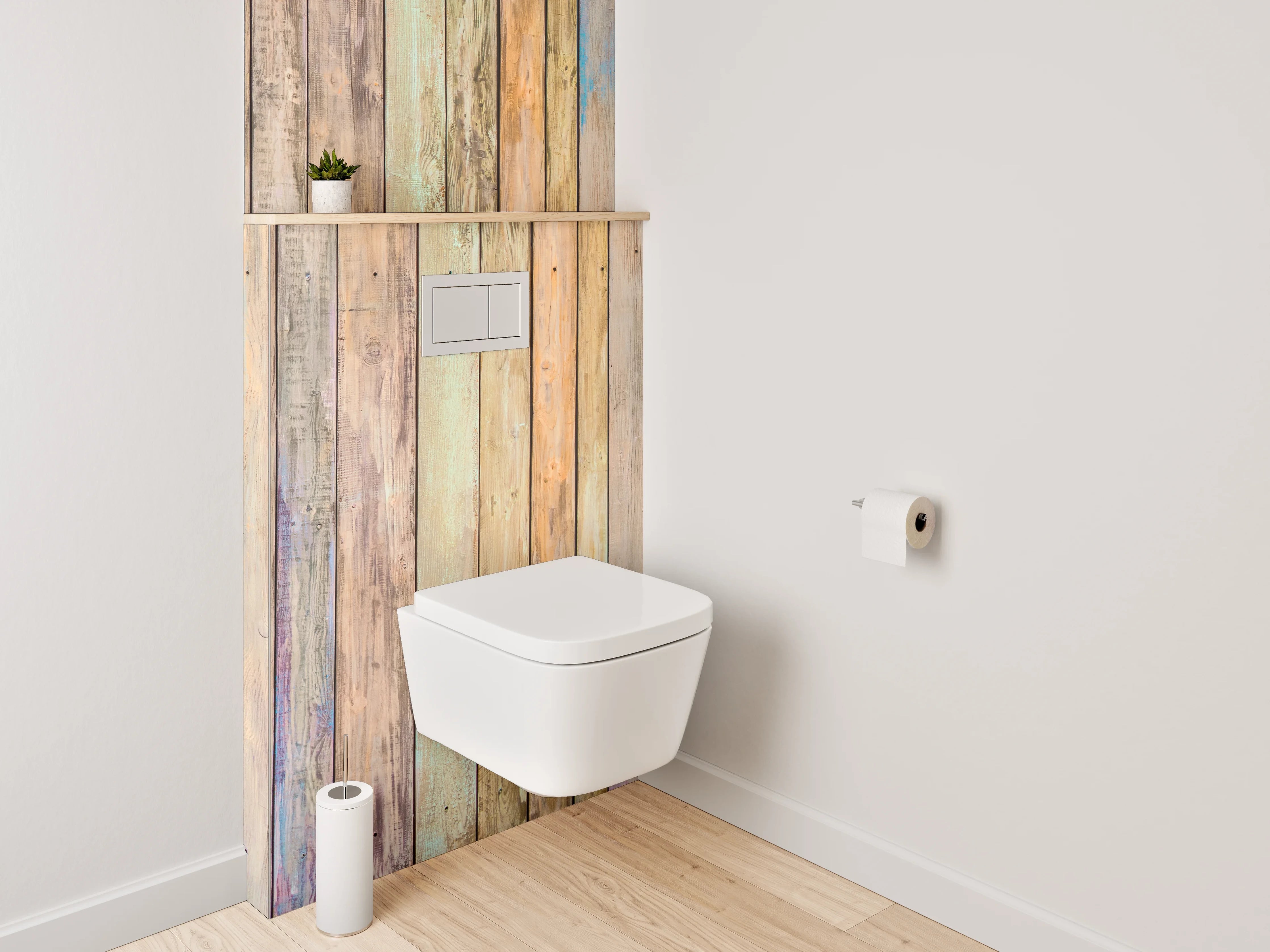 WC-Rückwand - Vintage Holz Wandpaneel Pastellfarben