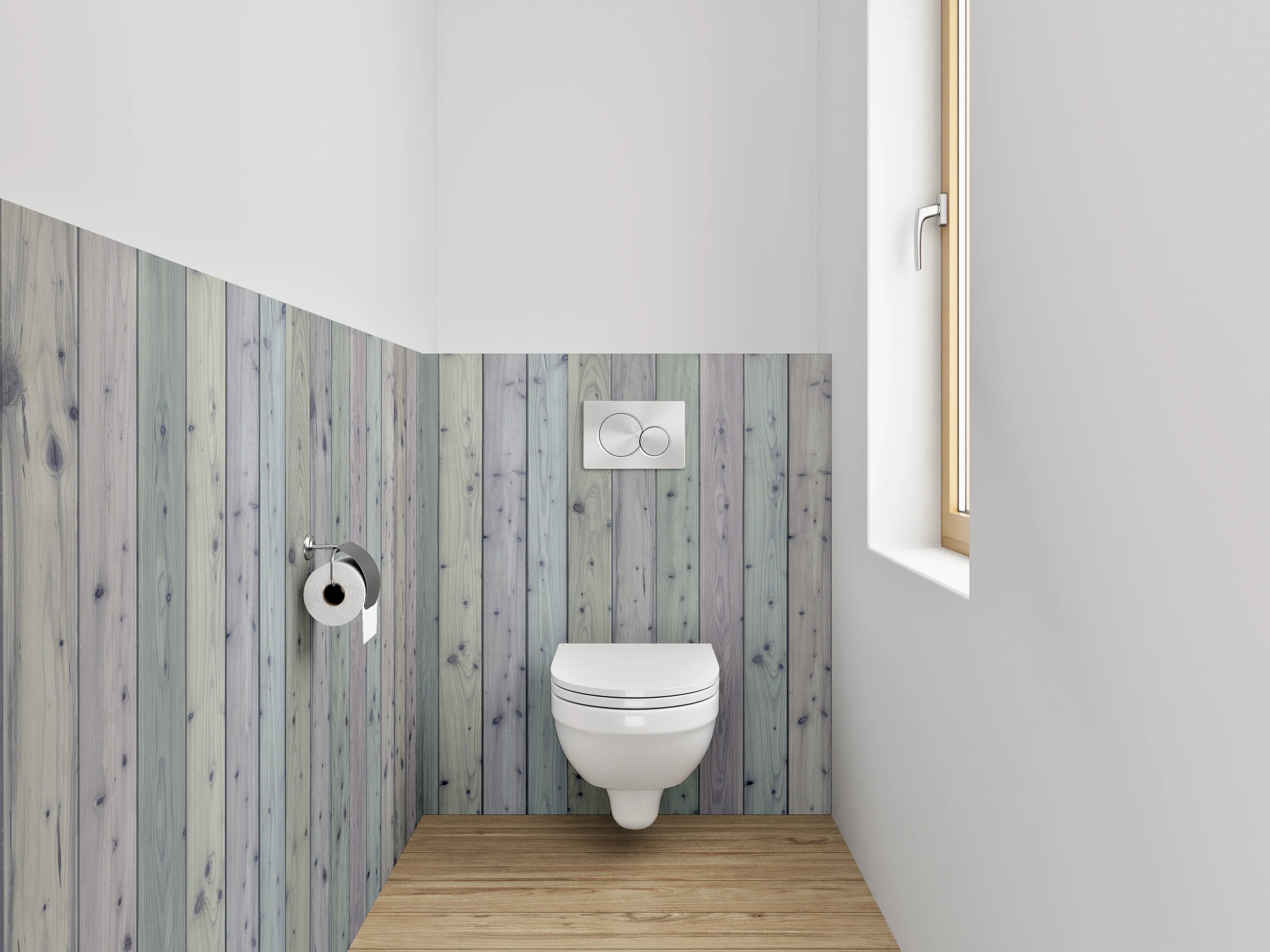 WC-Rückwand - Vintage Holzlatten Look Pastell
