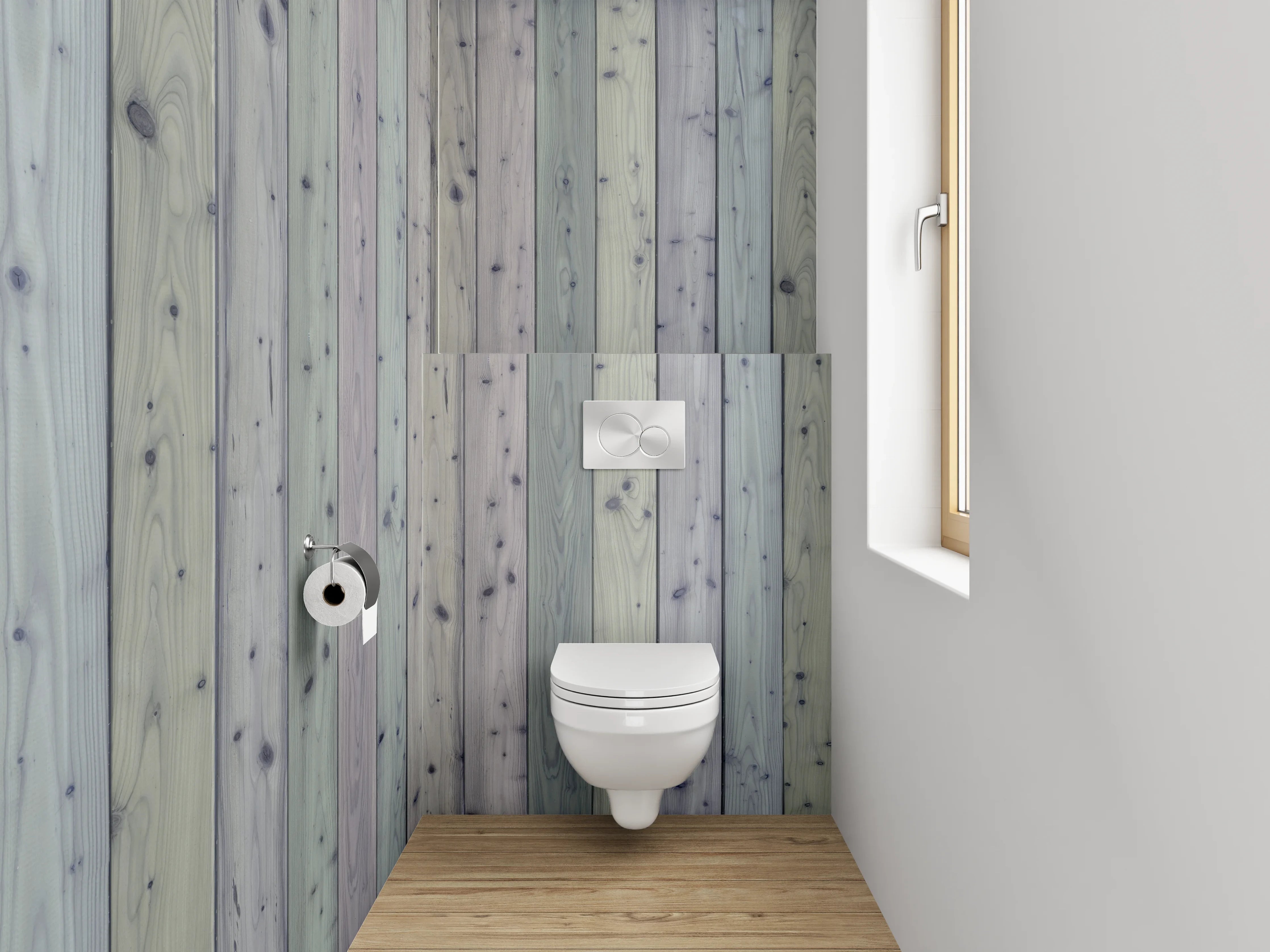 WC-Rückwand - Vintage Holzlatten Look Pastell