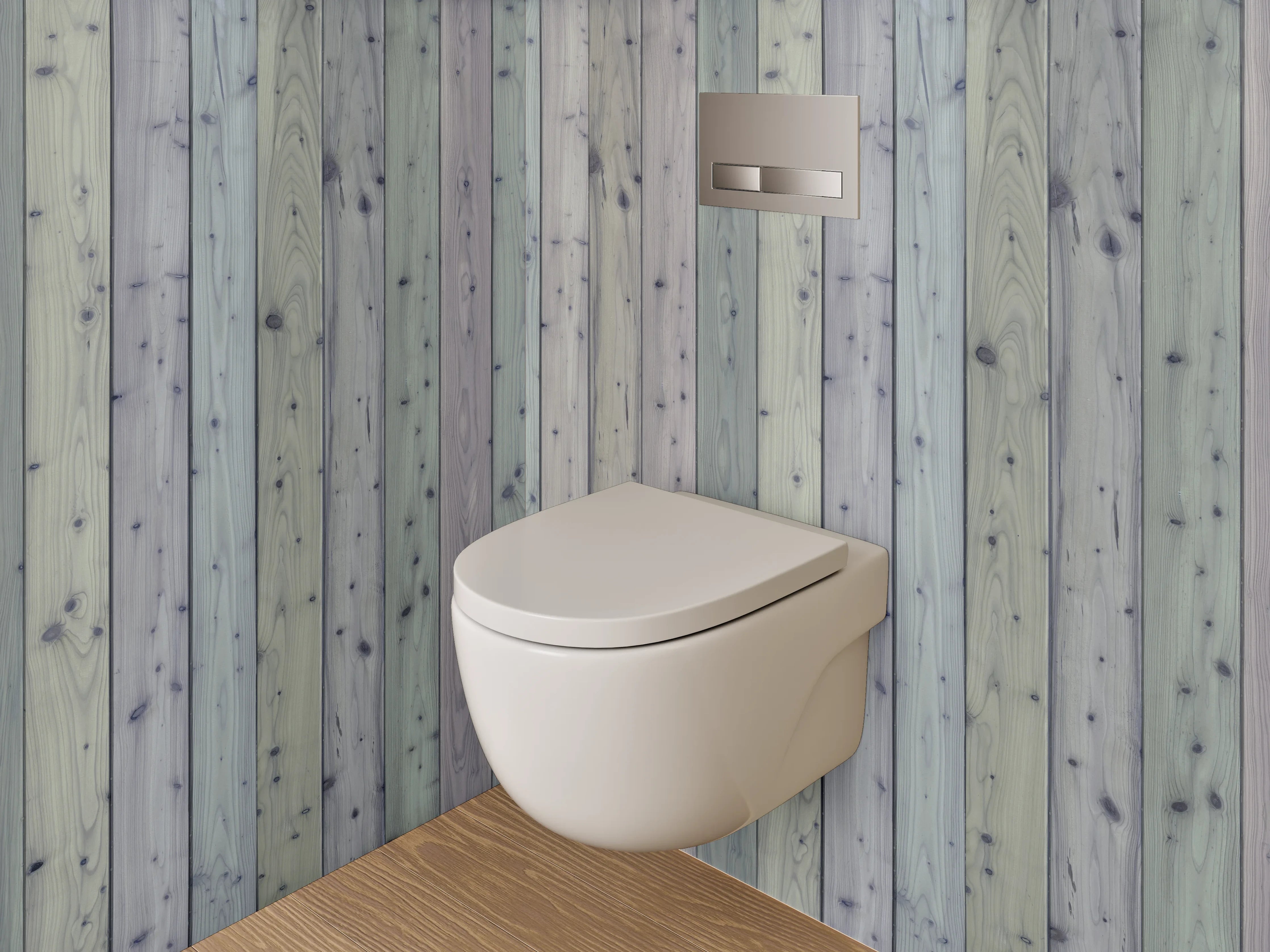 WC-Rückwand - Vintage Holzlatten Look Pastell