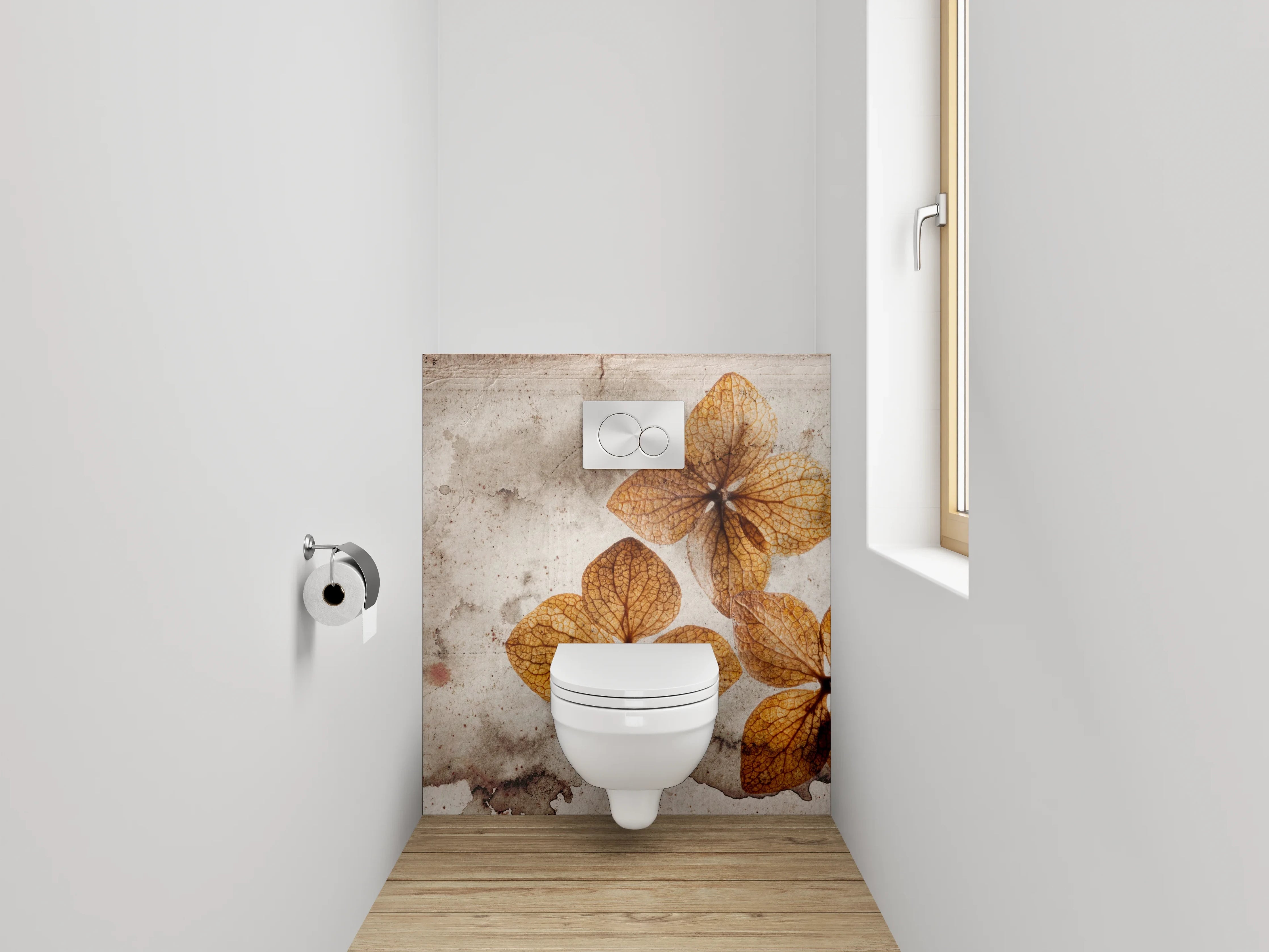 WC-Rückwand - Vintage Hortensien auf Aquarellhintergrund