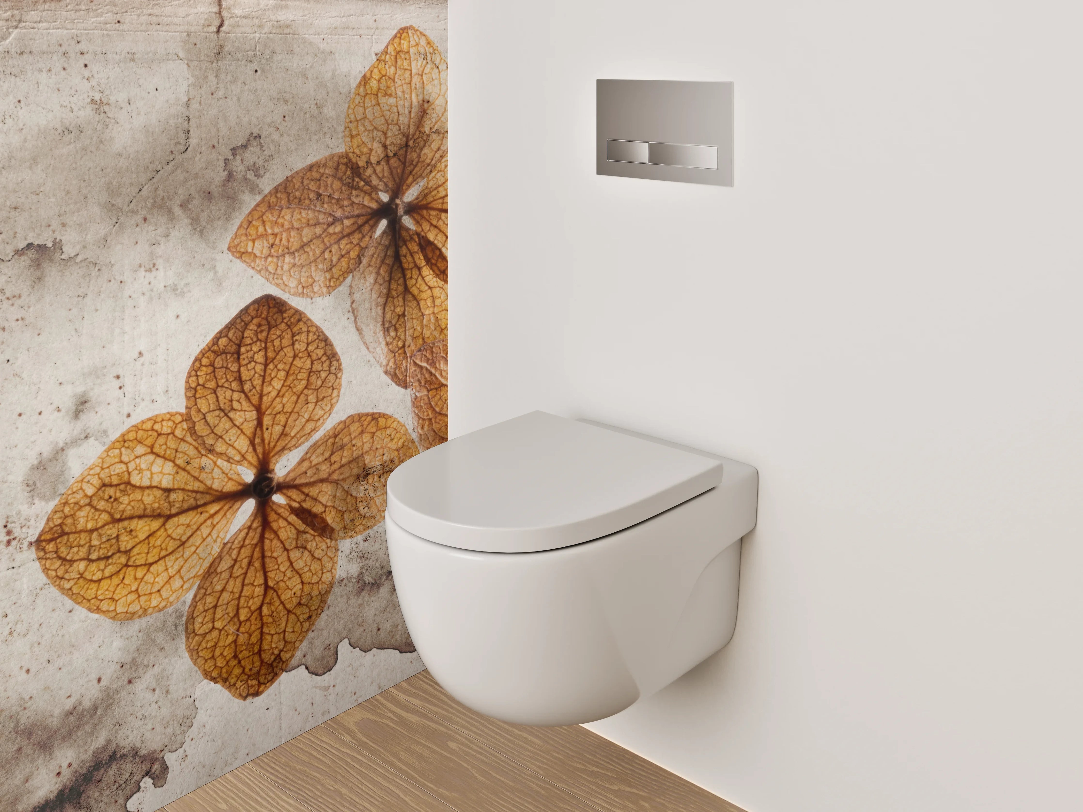 WC-Rückwand - Vintage Hortensien auf Aquarellhintergrund