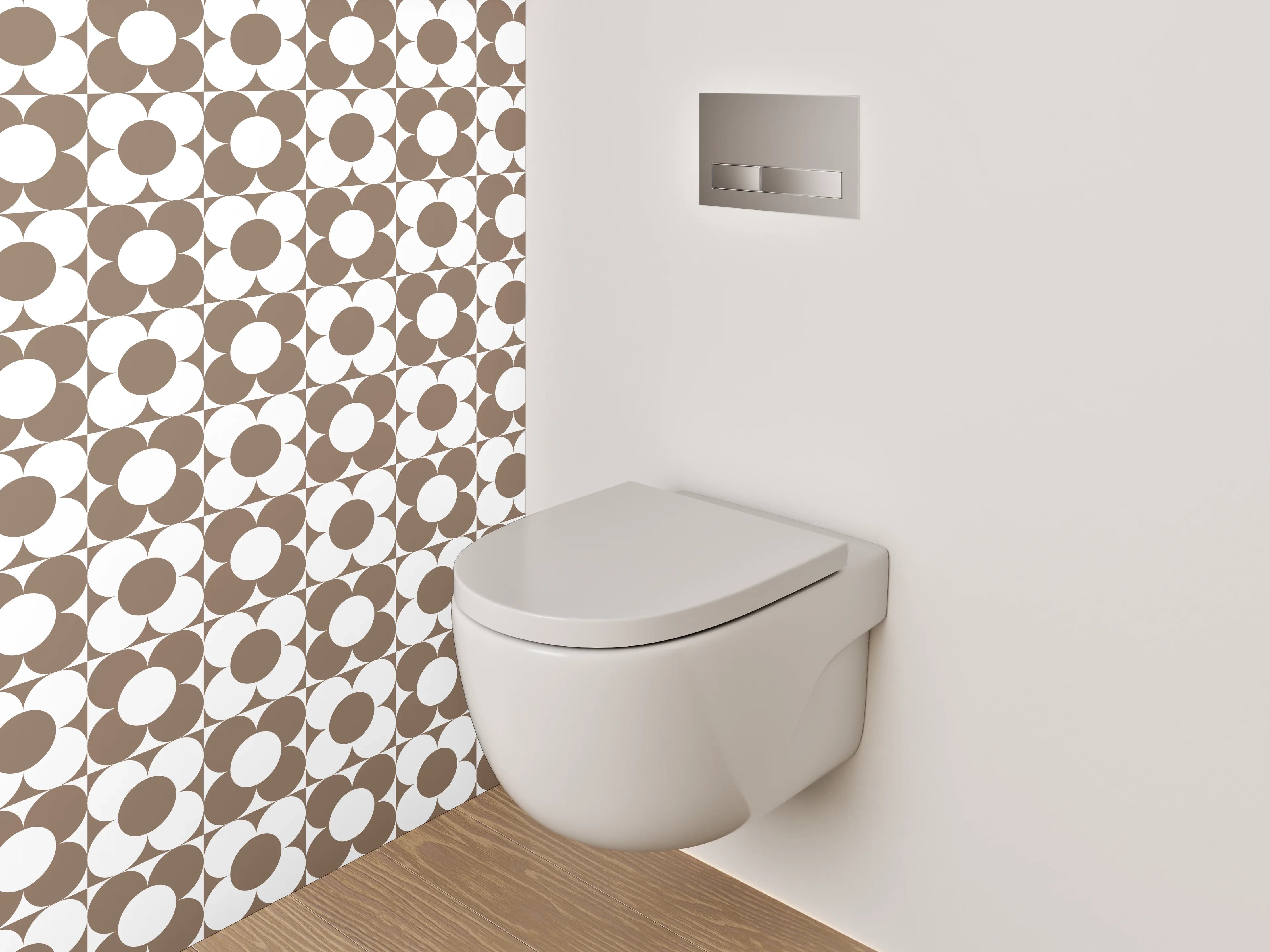 WC-Rückwand - Vintage Kreise Braun Grauweiß