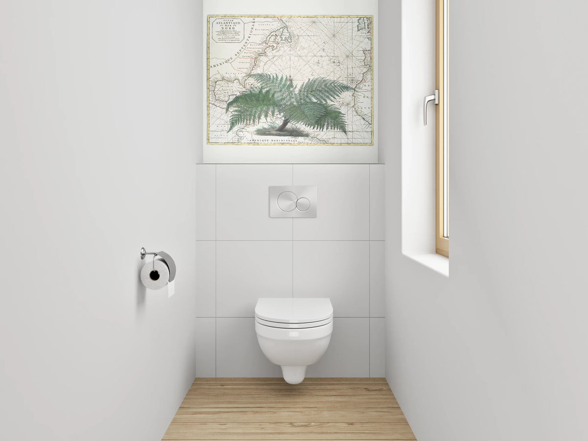 WC-Rückwand - Vintage Landkarte mit Farn botanisch