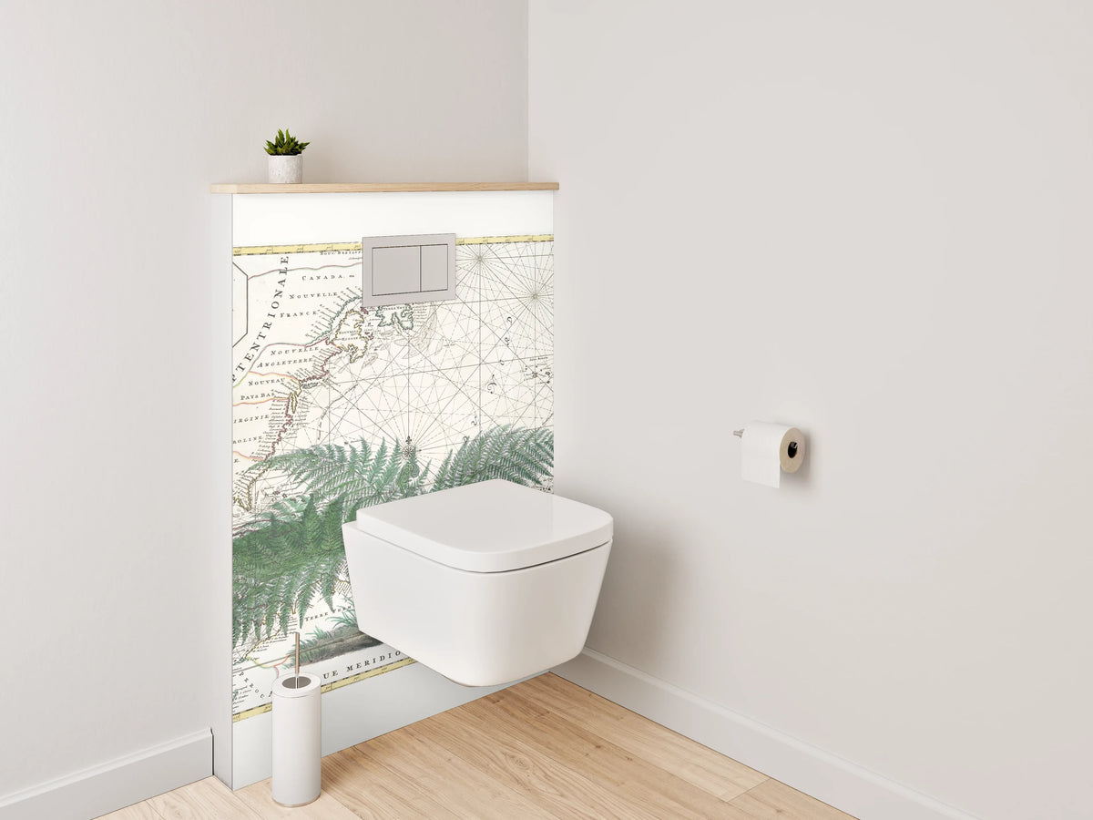 WC-Rückwand - Vintage Landkarte mit Farn botanisch