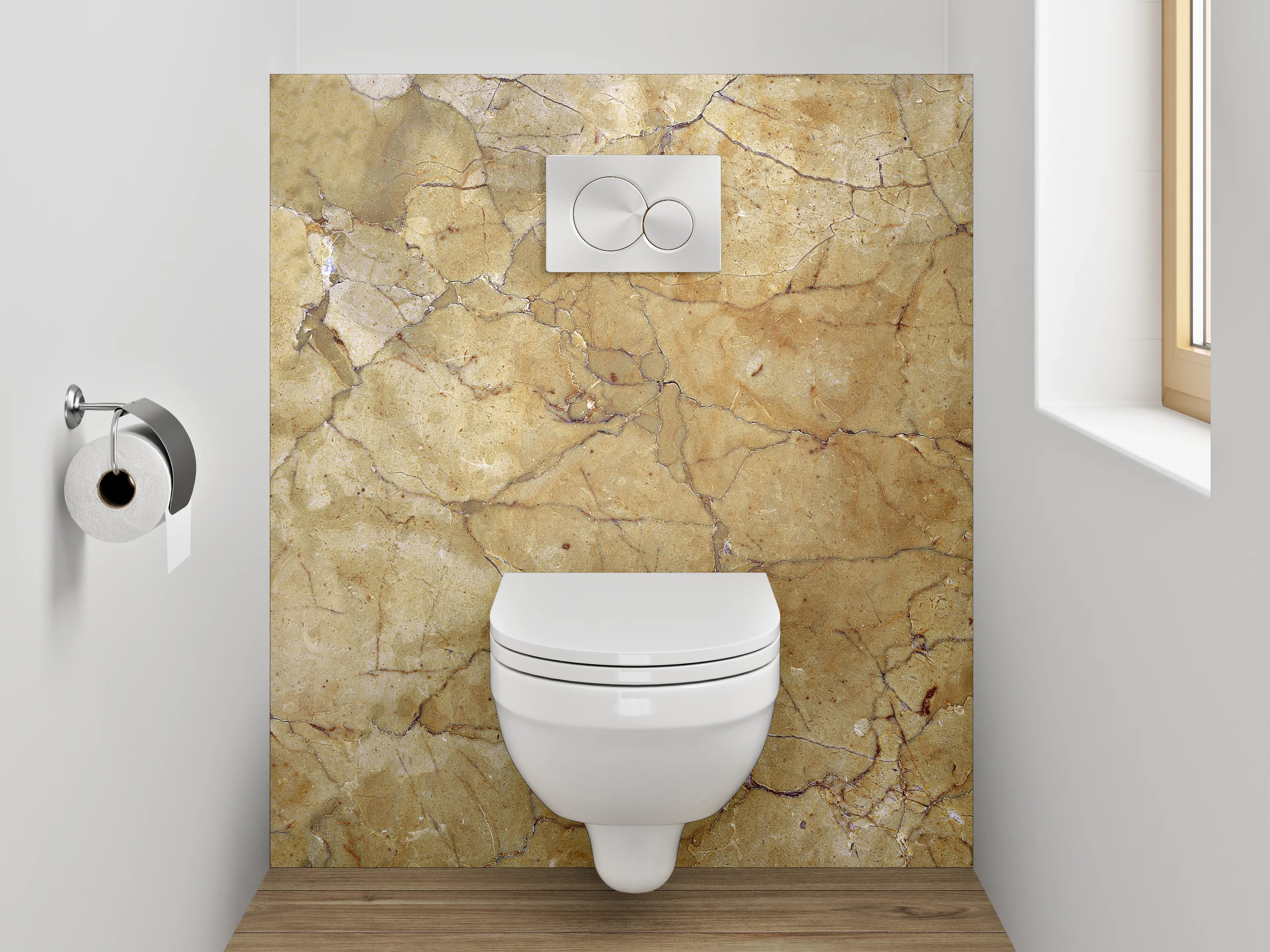 WC-Rückwand - Vintage Marmor Struktur Tapete Braun Beige