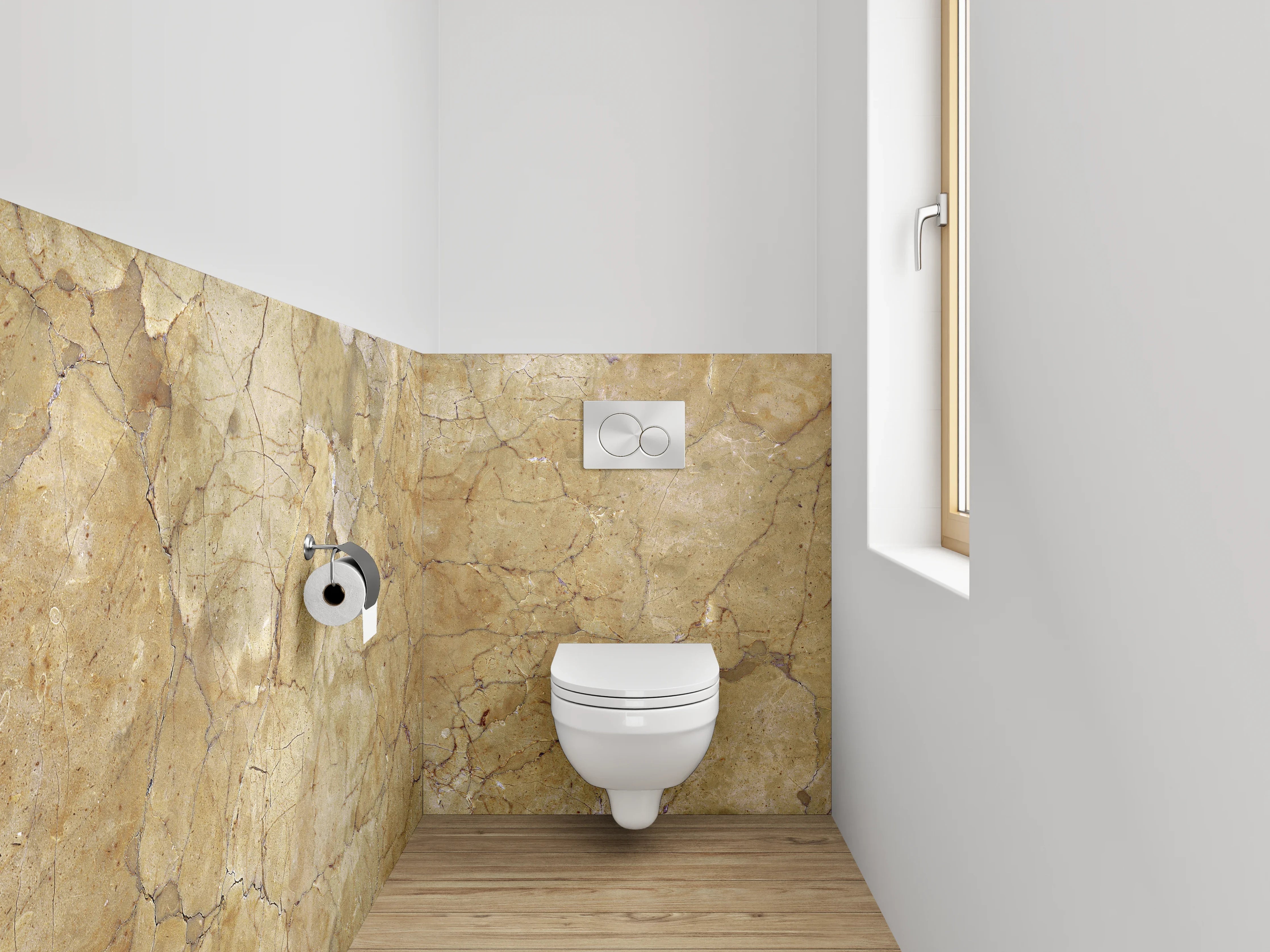 WC-Rückwand - Vintage Marmor Struktur Tapete Braun Beige