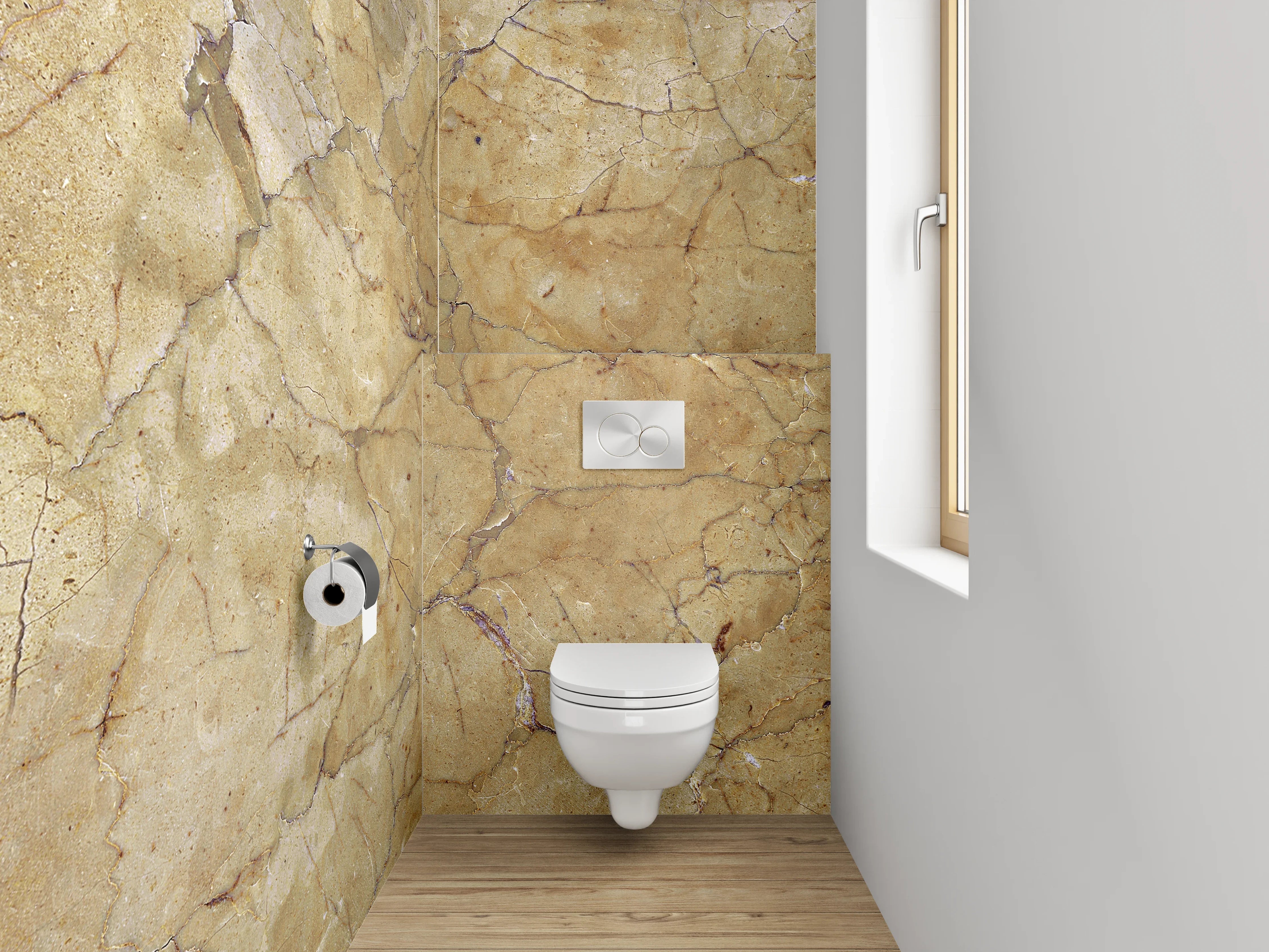WC-Rückwand - Vintage Marmor Struktur Tapete Braun Beige