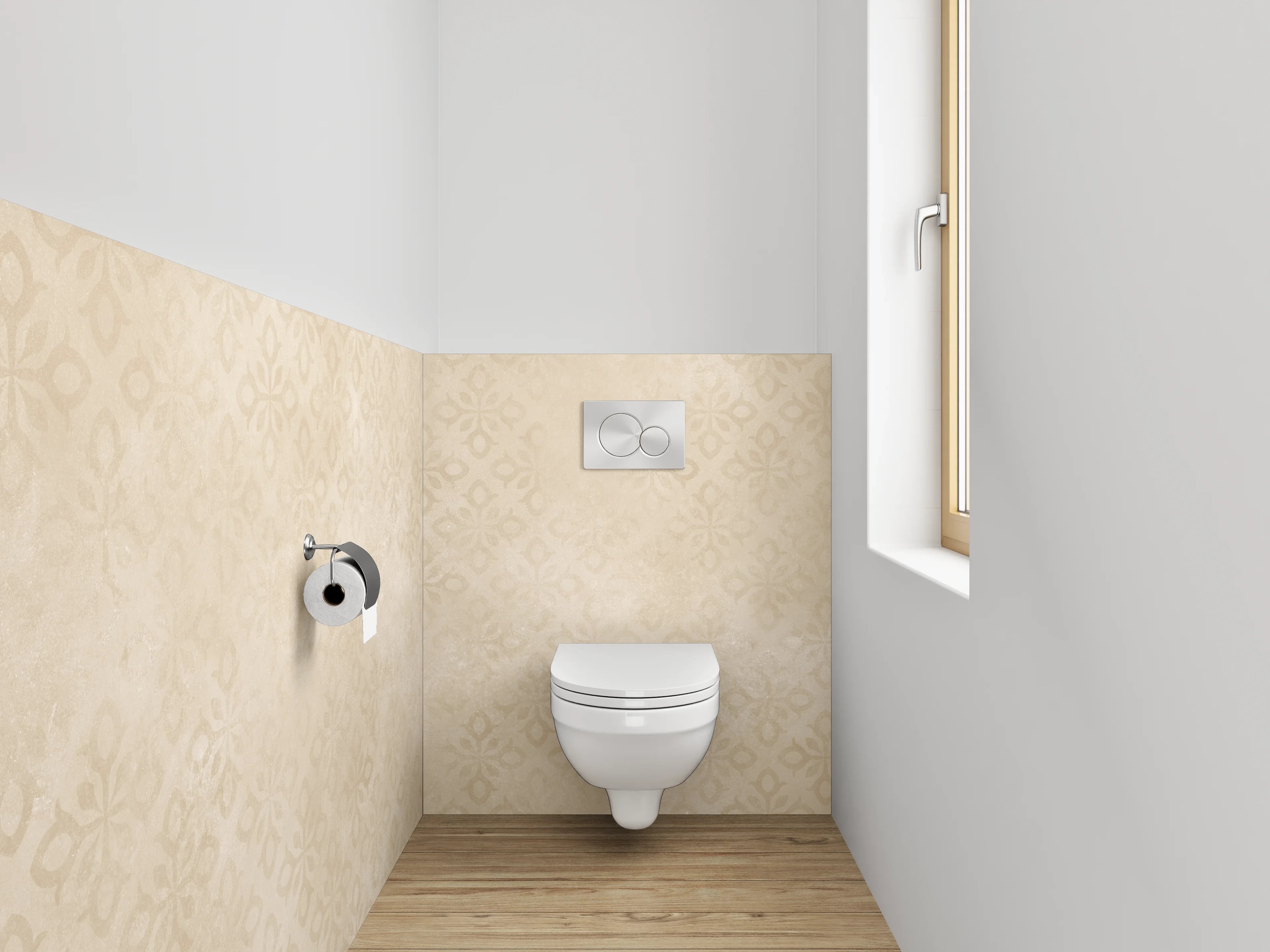 WC-Rückwand - Vintage Ornament Beige Tapete