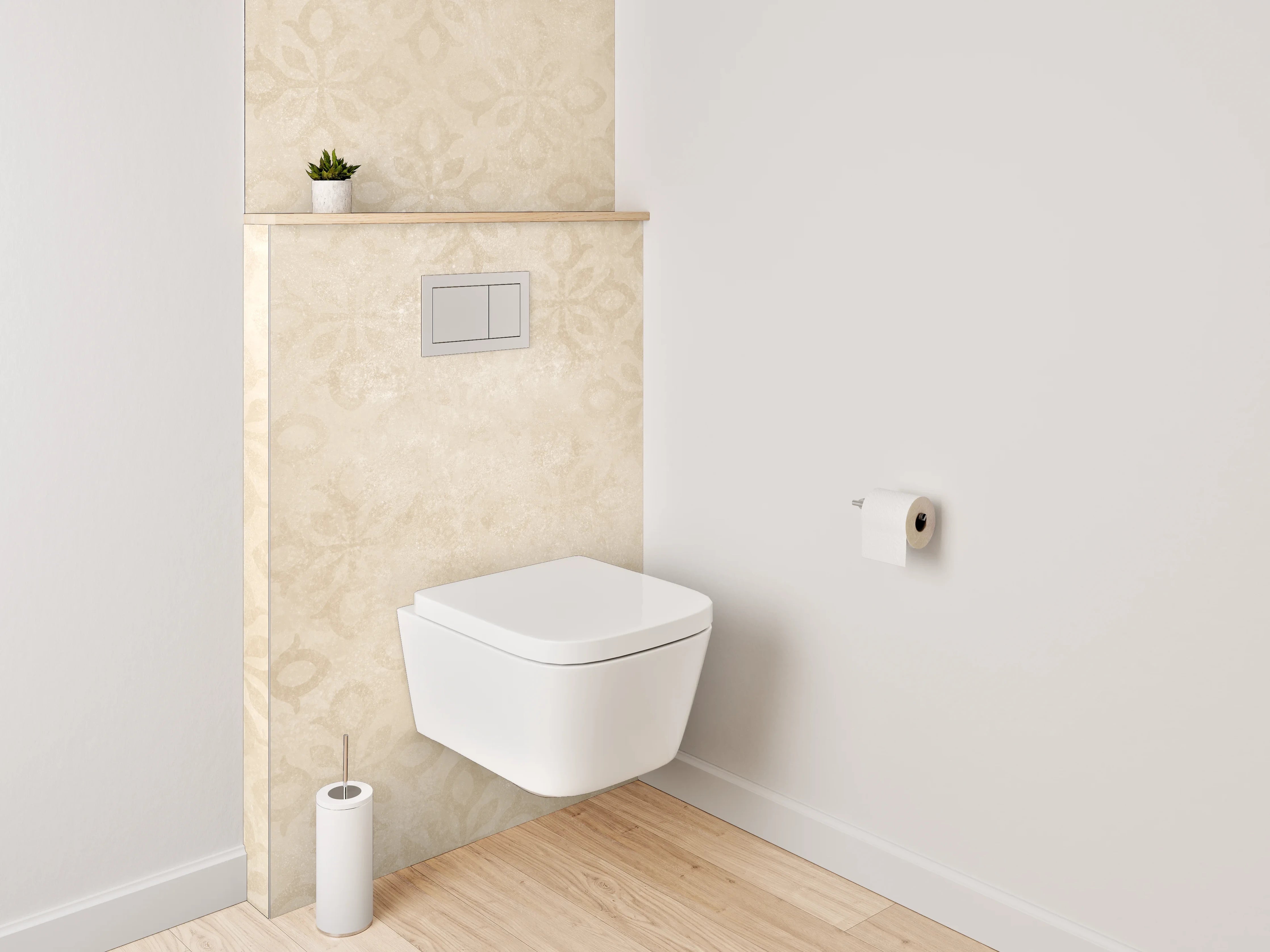 WC-Rückwand - Vintage Ornament Beige Tapete