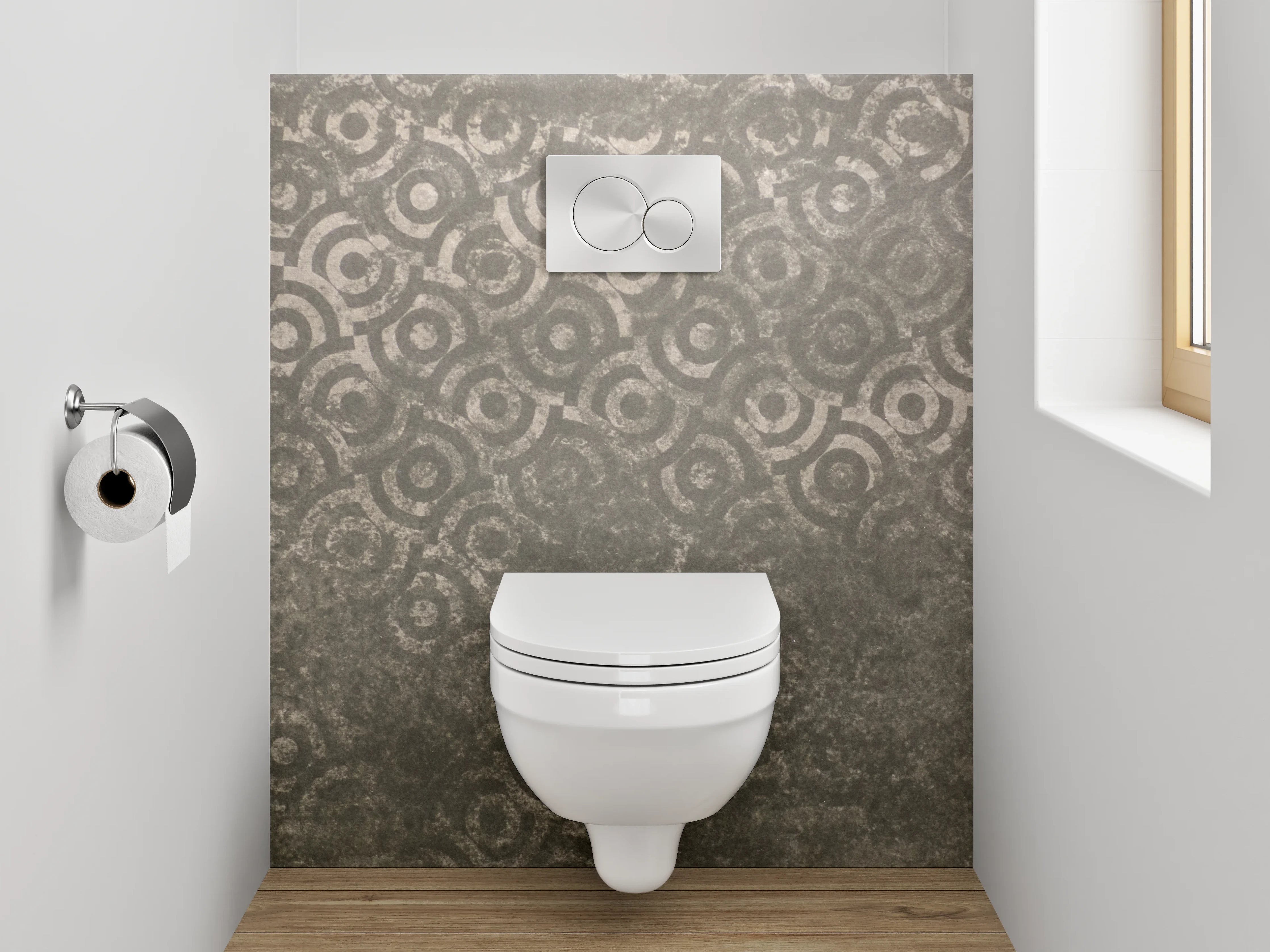 WC-Rückwand - Vintage Ornament Grau Fliesenmuster