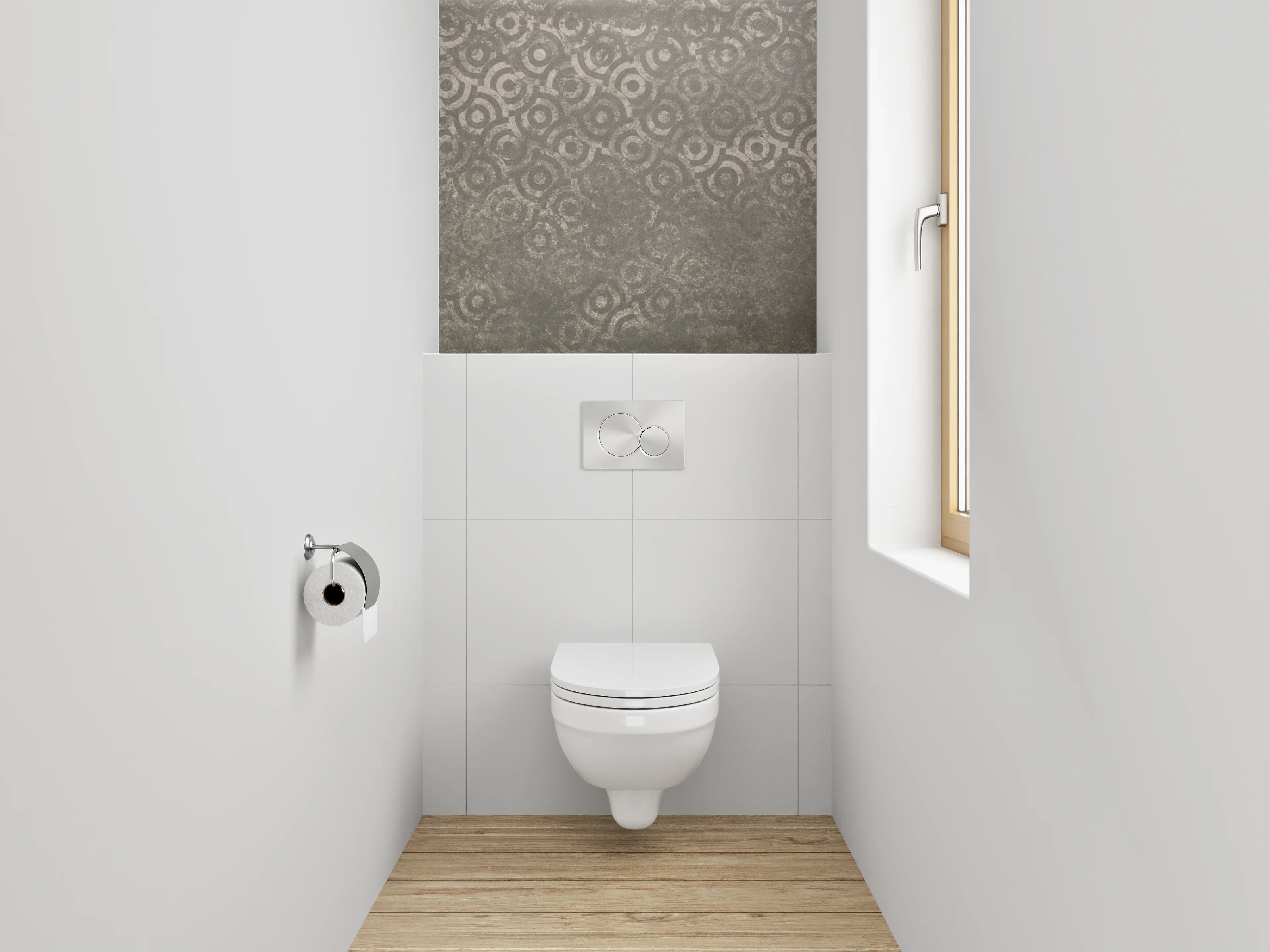 WC-Rückwand - Vintage Ornament Grau Fliesenmuster