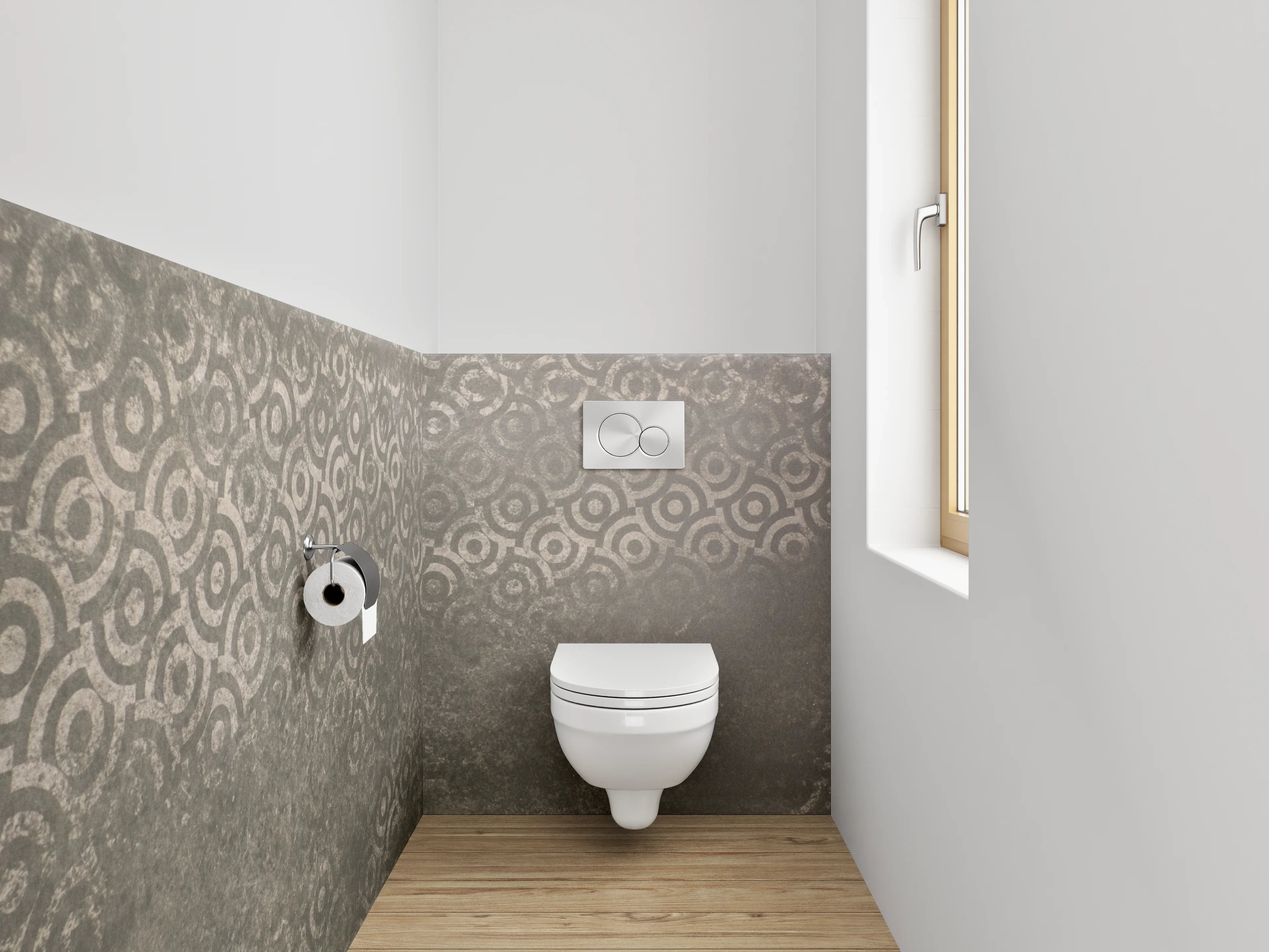 WC-Rückwand - Vintage Ornament Grau Fliesenmuster