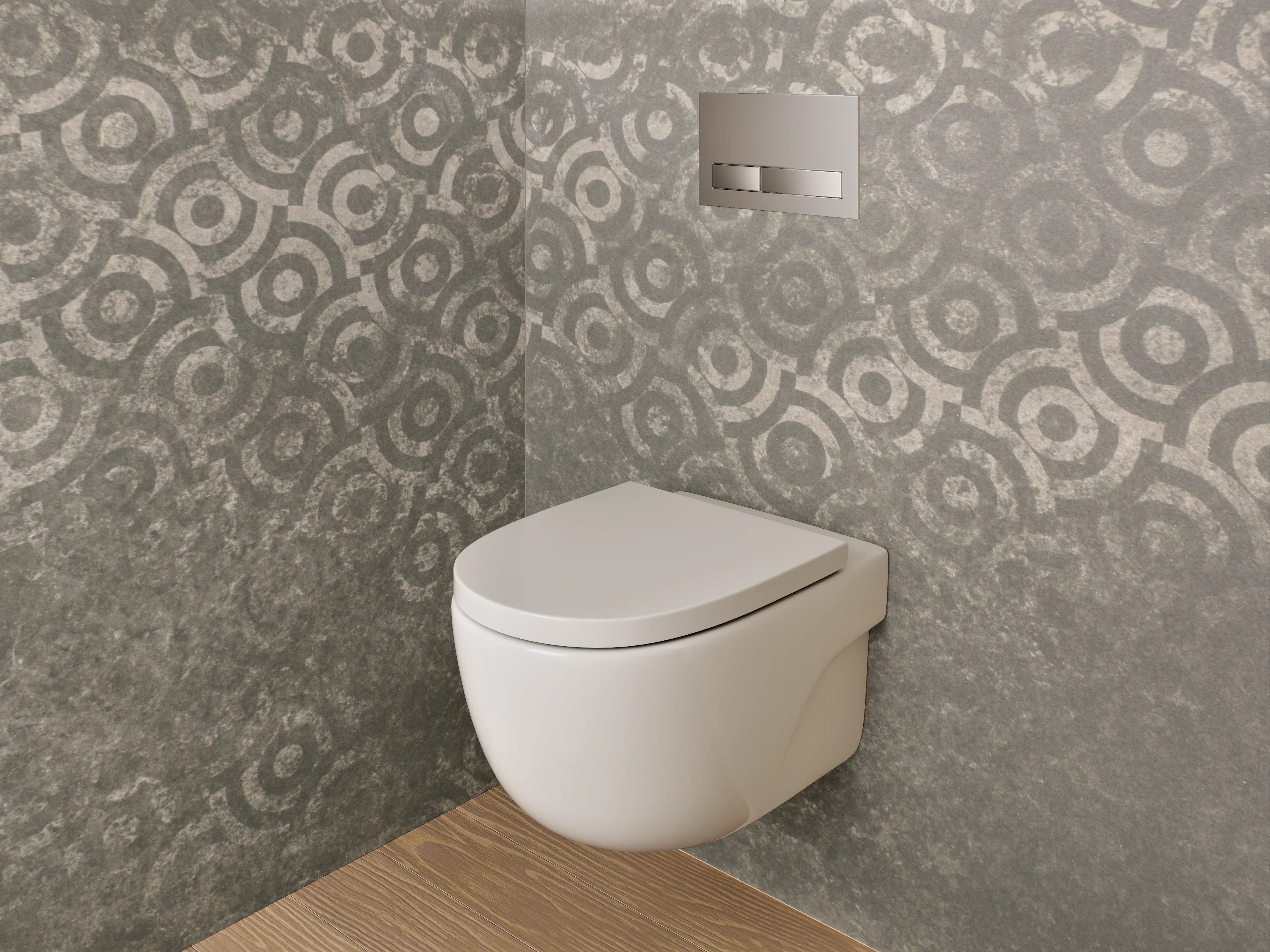 WC-Rückwand - Vintage Ornament Grau Fliesenmuster