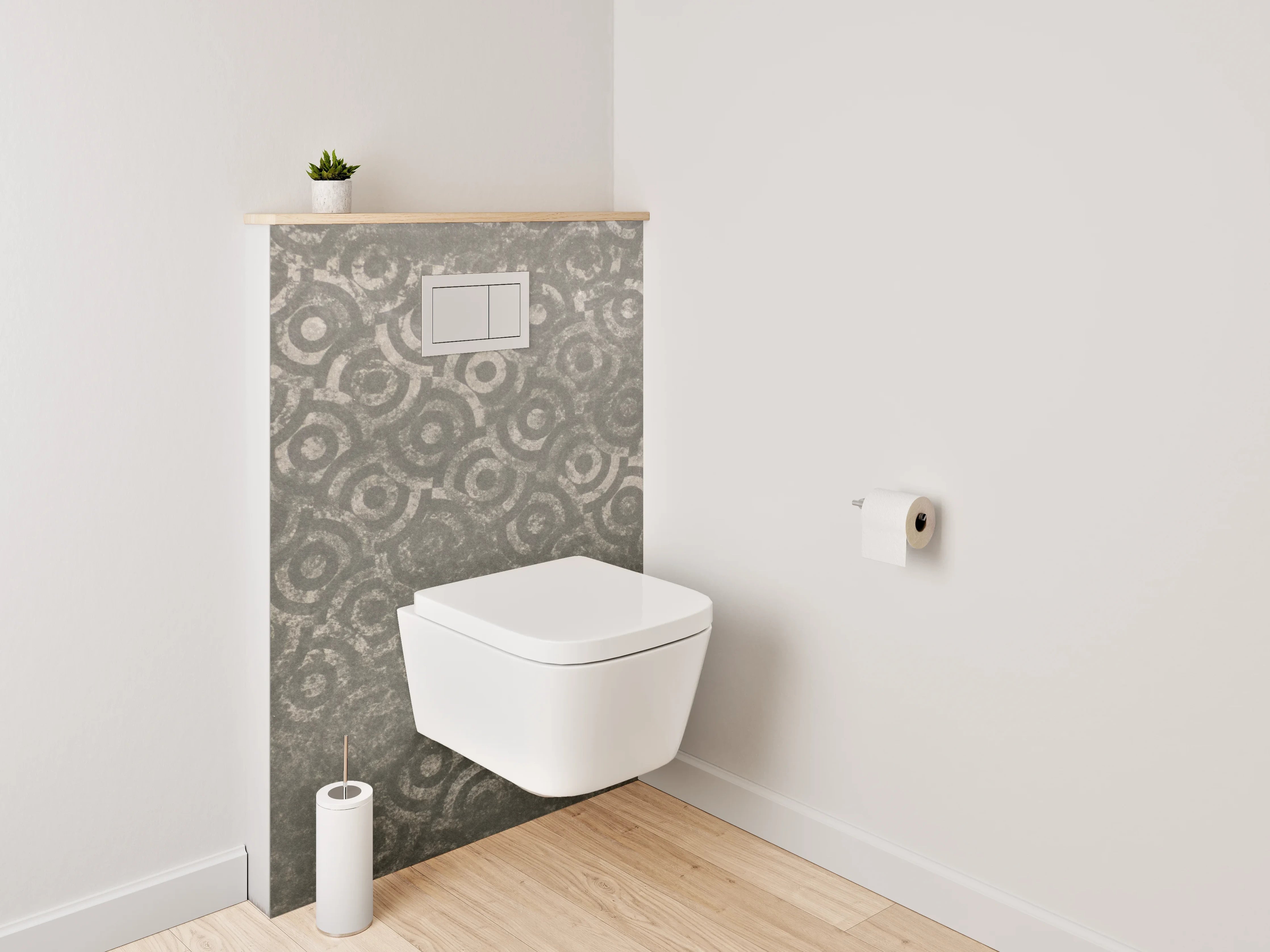 WC-Rückwand - Vintage Ornament Grau Fliesenmuster