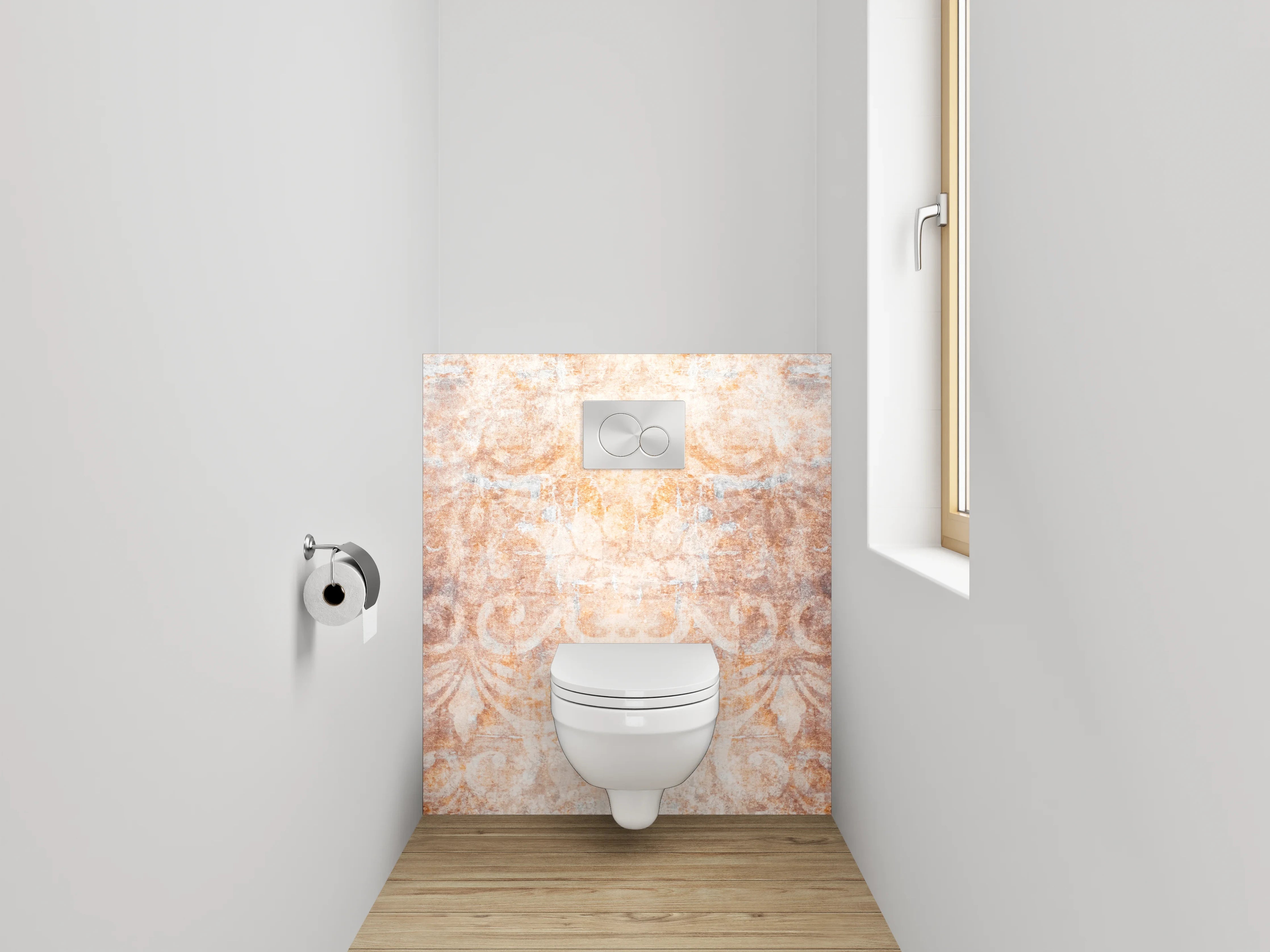 WC-Rückwand - Vintage Ornament Muster Beige Braun