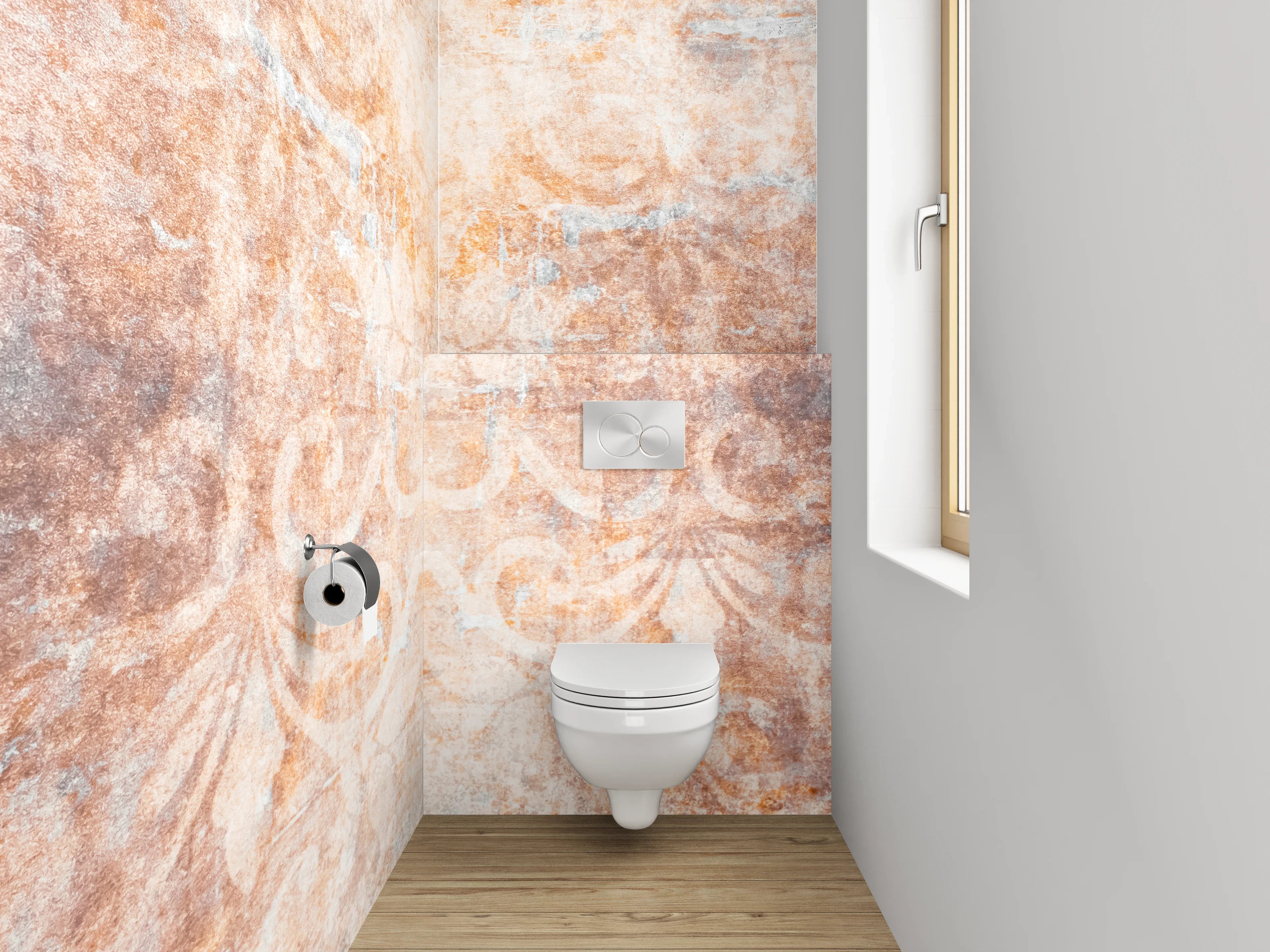 WC-Rückwand - Vintage Ornament Muster Beige Braun