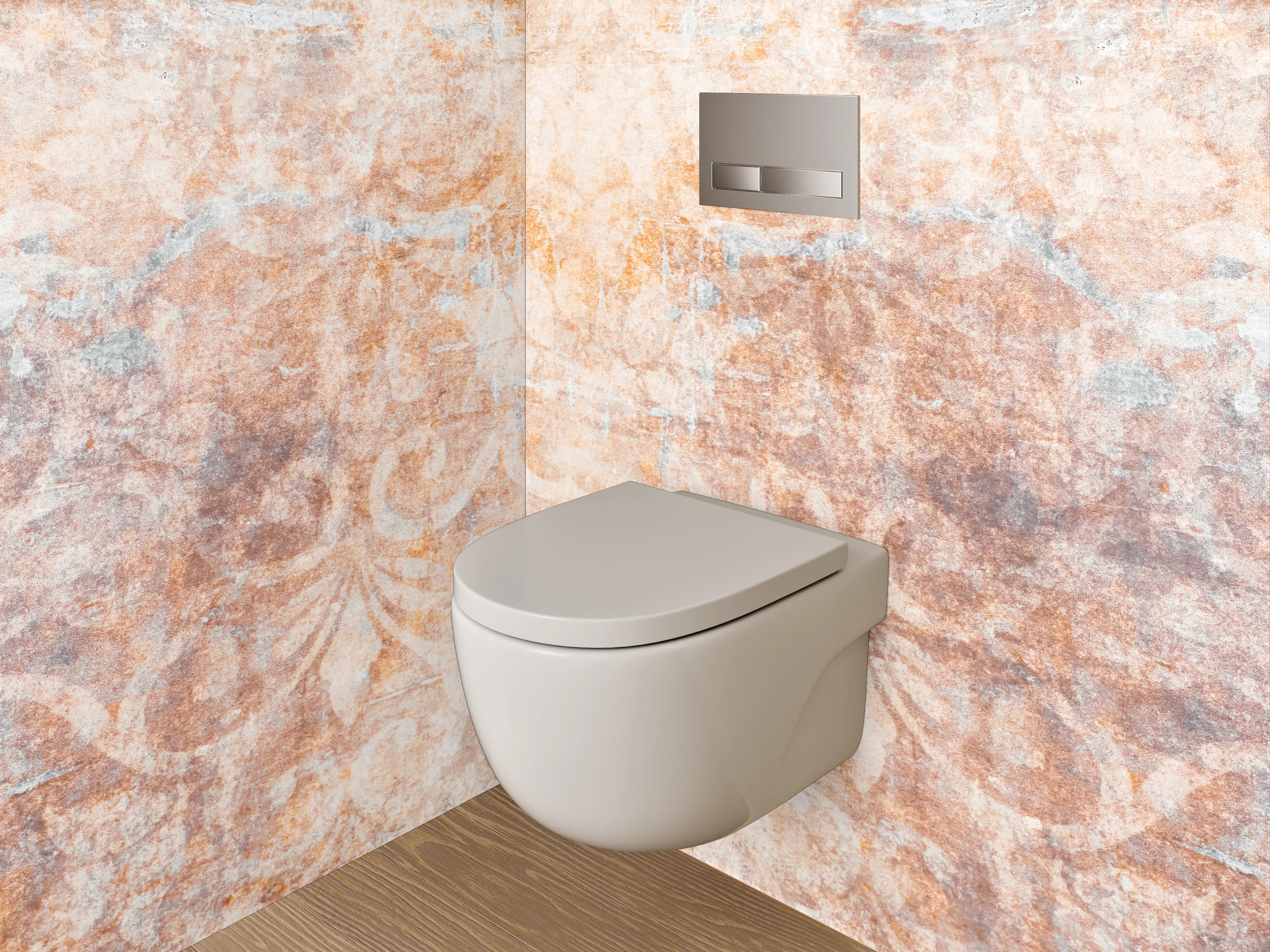 WC-Rückwand - Vintage Ornament Muster Beige Braun