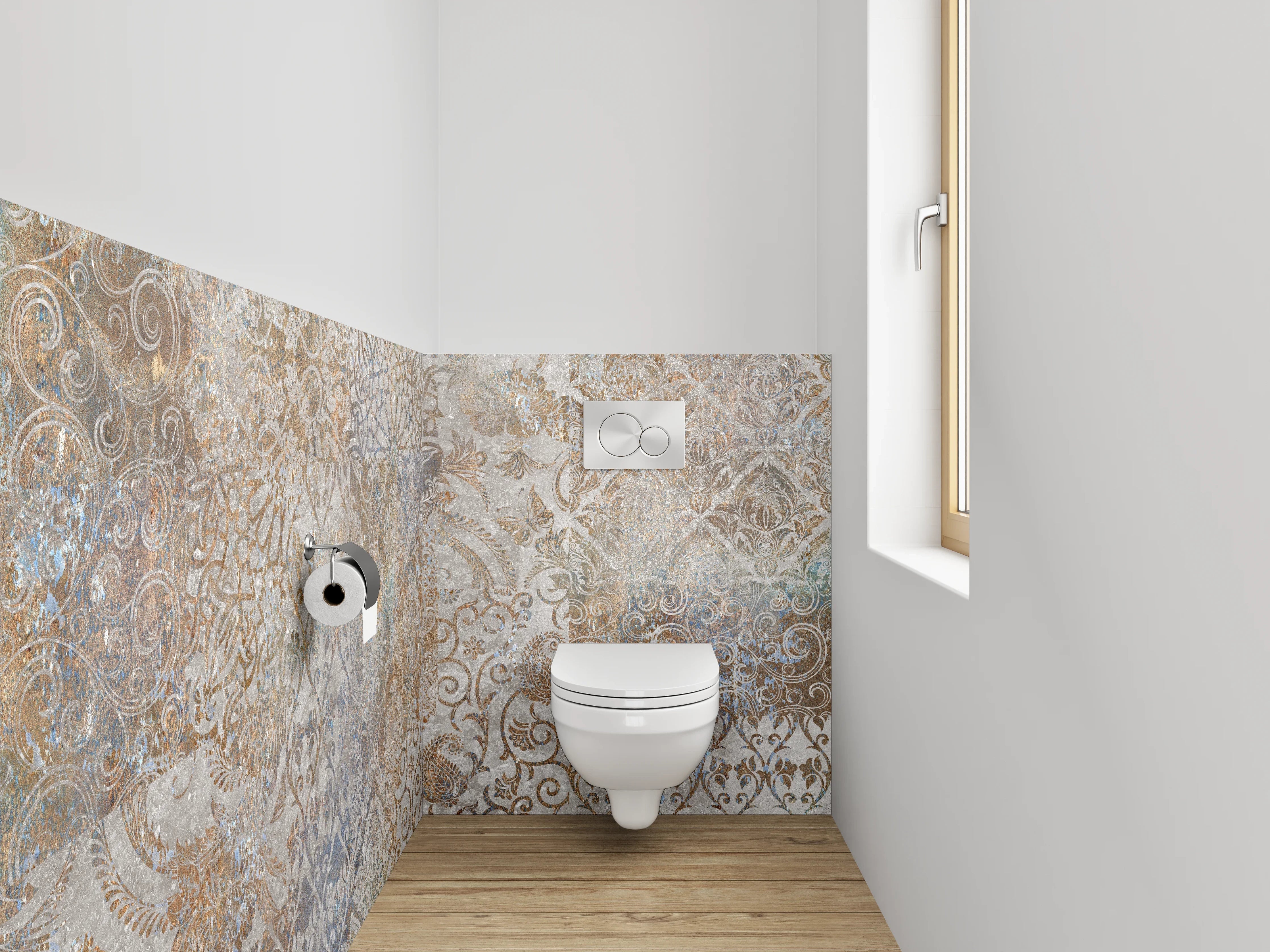 WC-Rückwand - Vintage Ornament Muster Fliesenoptik