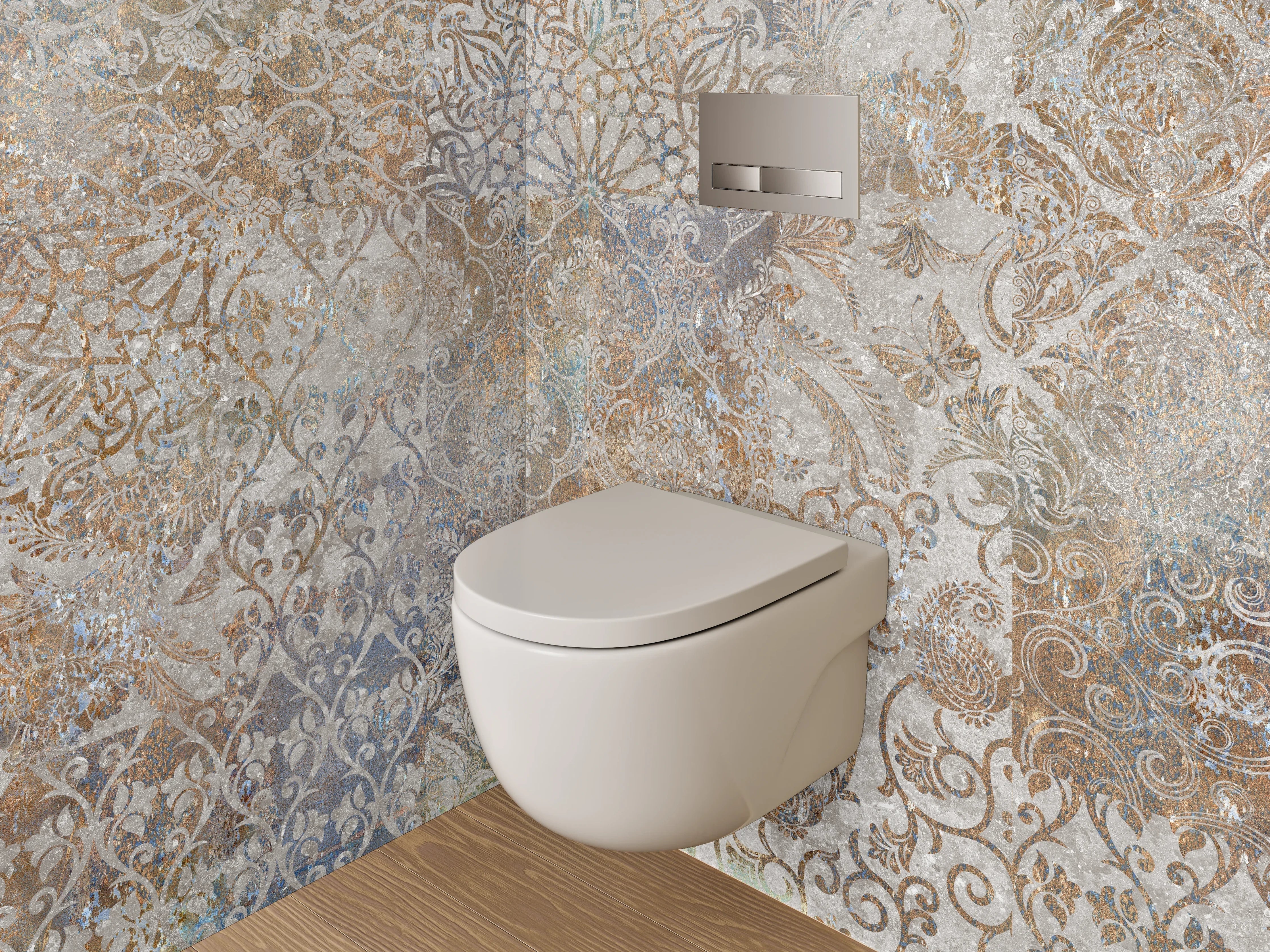WC-Rückwand - Vintage Ornament Muster Fliesenoptik