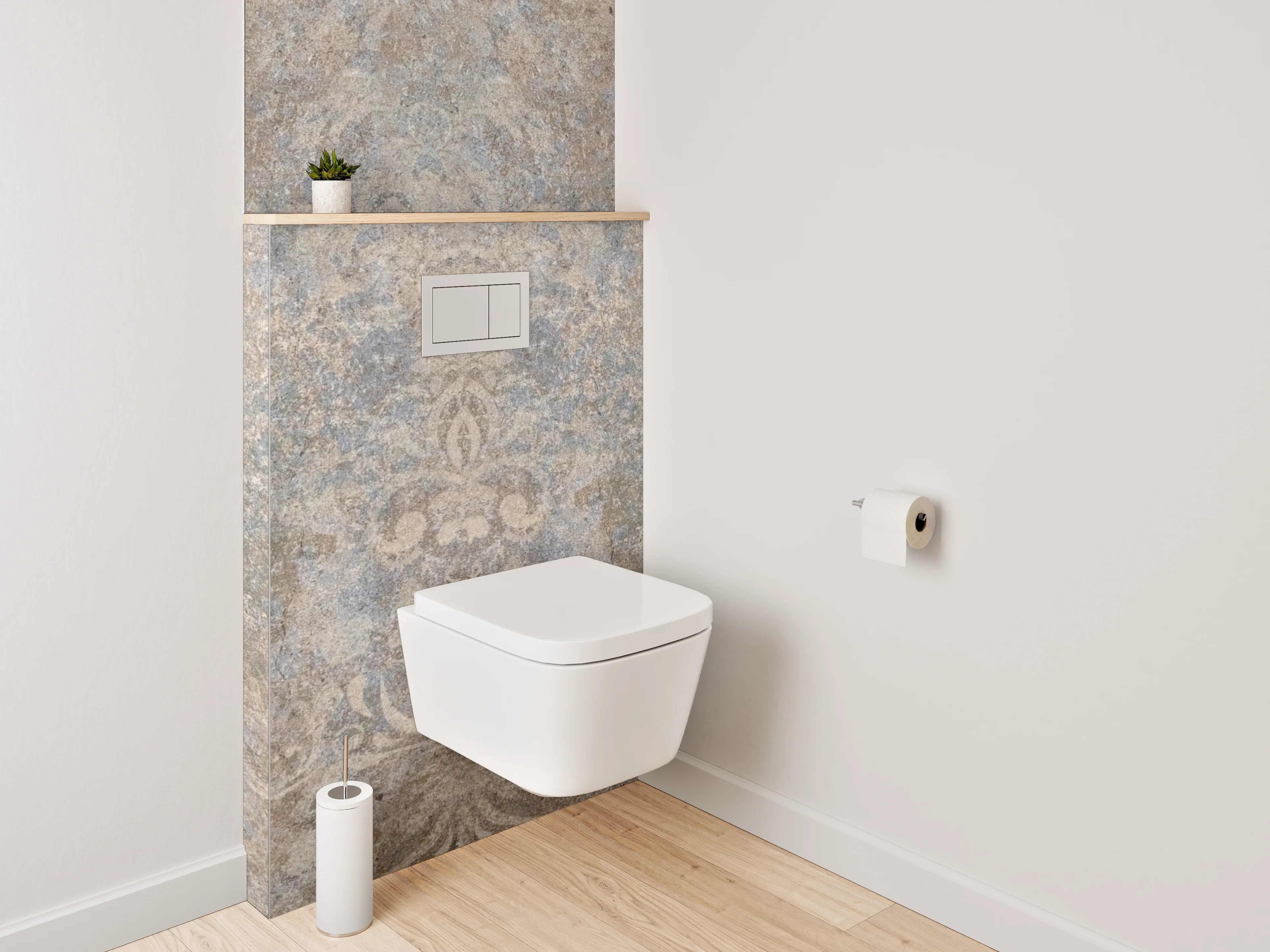WC-Rückwand - Vintage Ornamente Blau Braun Beige