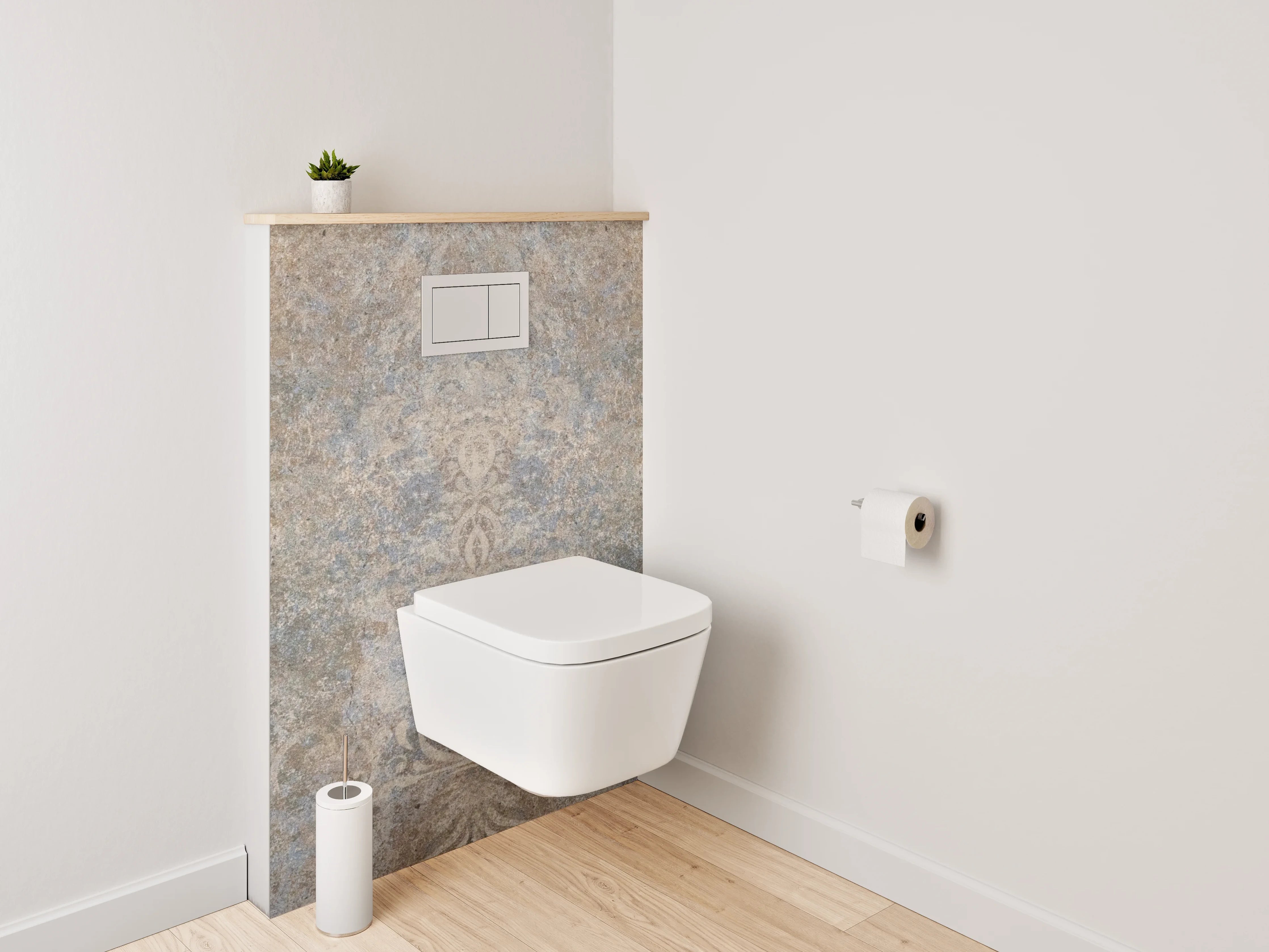 WC-Rückwand - Vintage Ornamente Blau Braun Beige