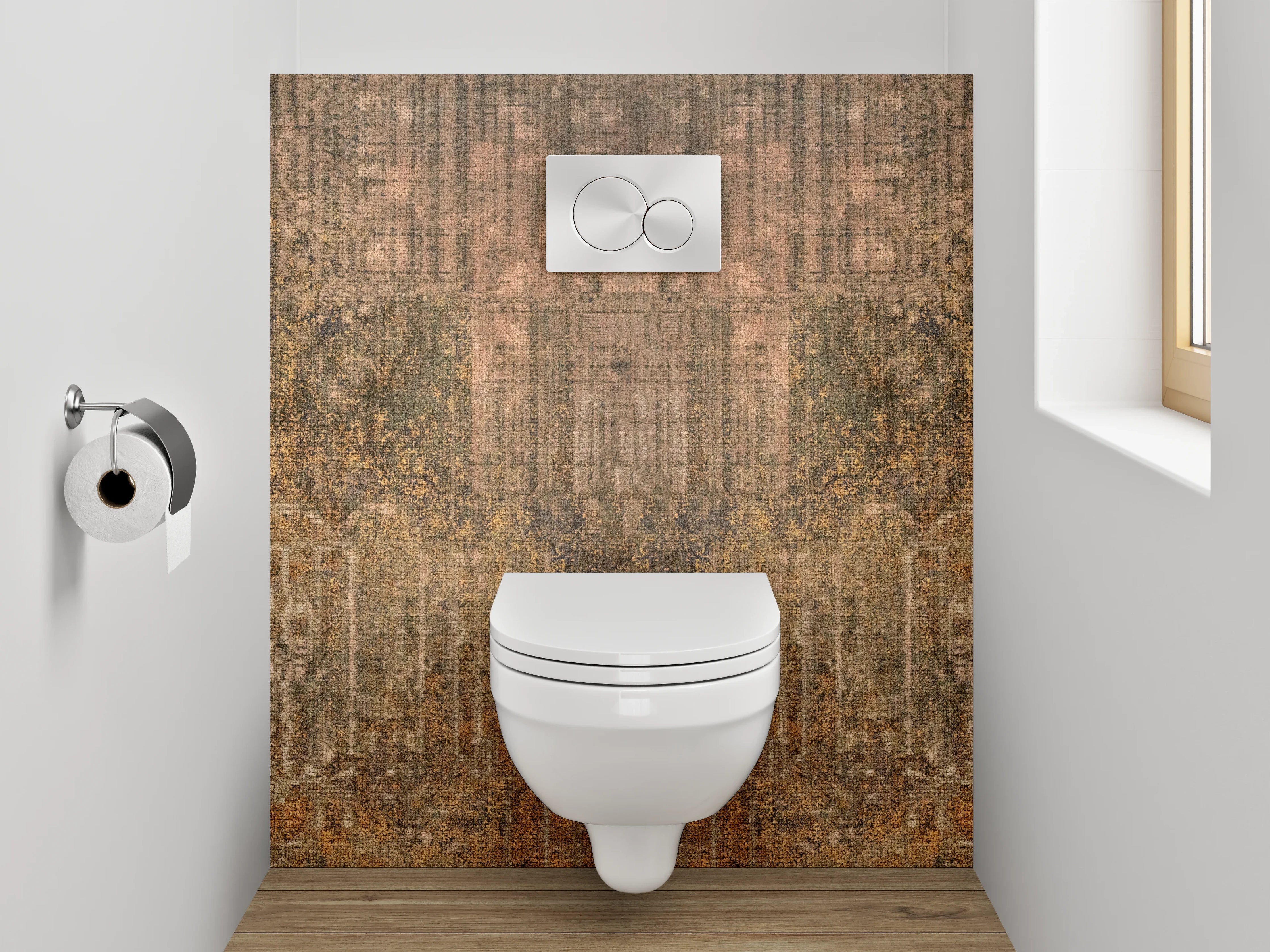 WC-Rückwand - Vintage Patina Rost-Optik Design