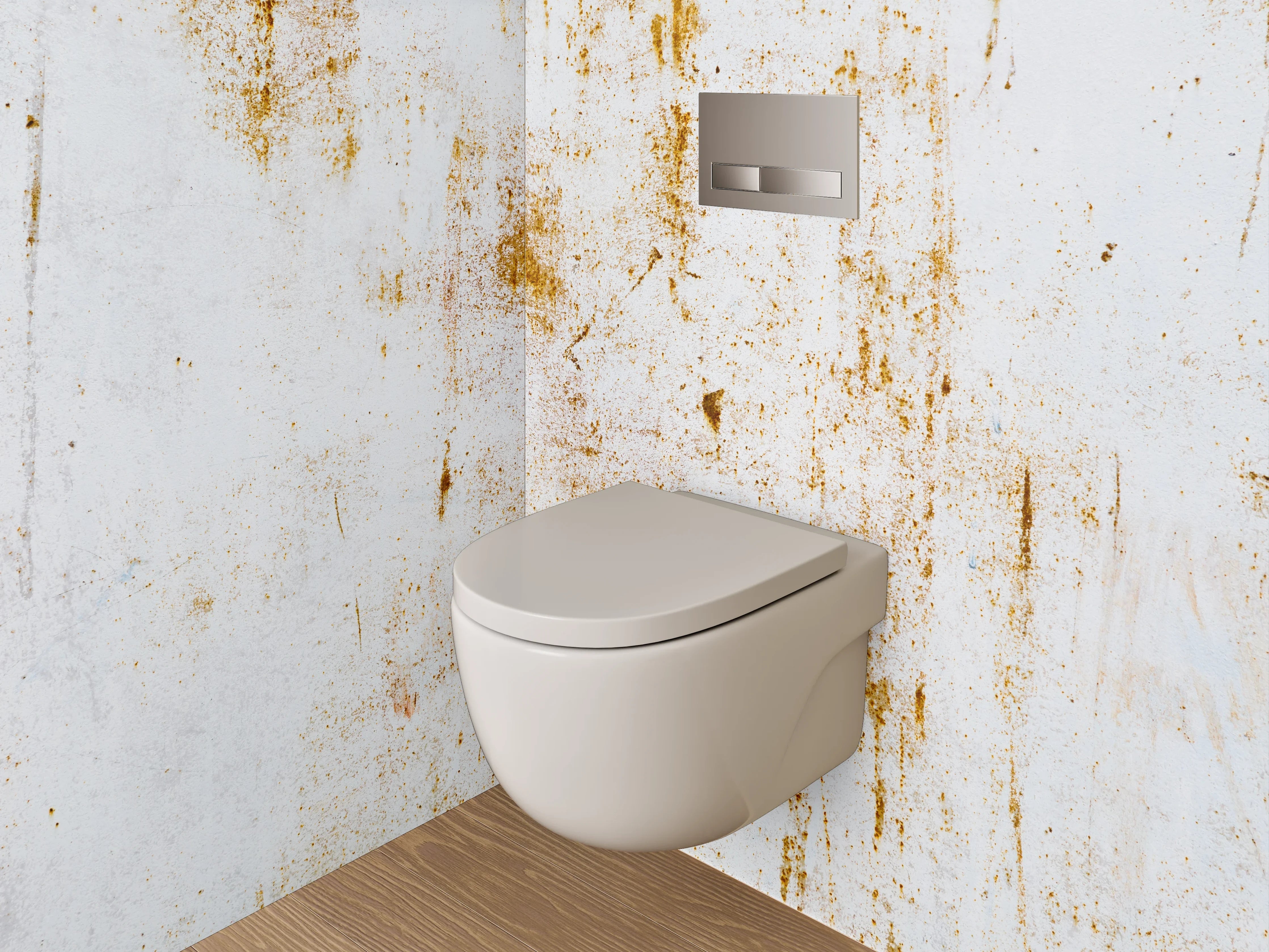 WC-Rückwand - Vintage Patina auf weißer Oberfläche