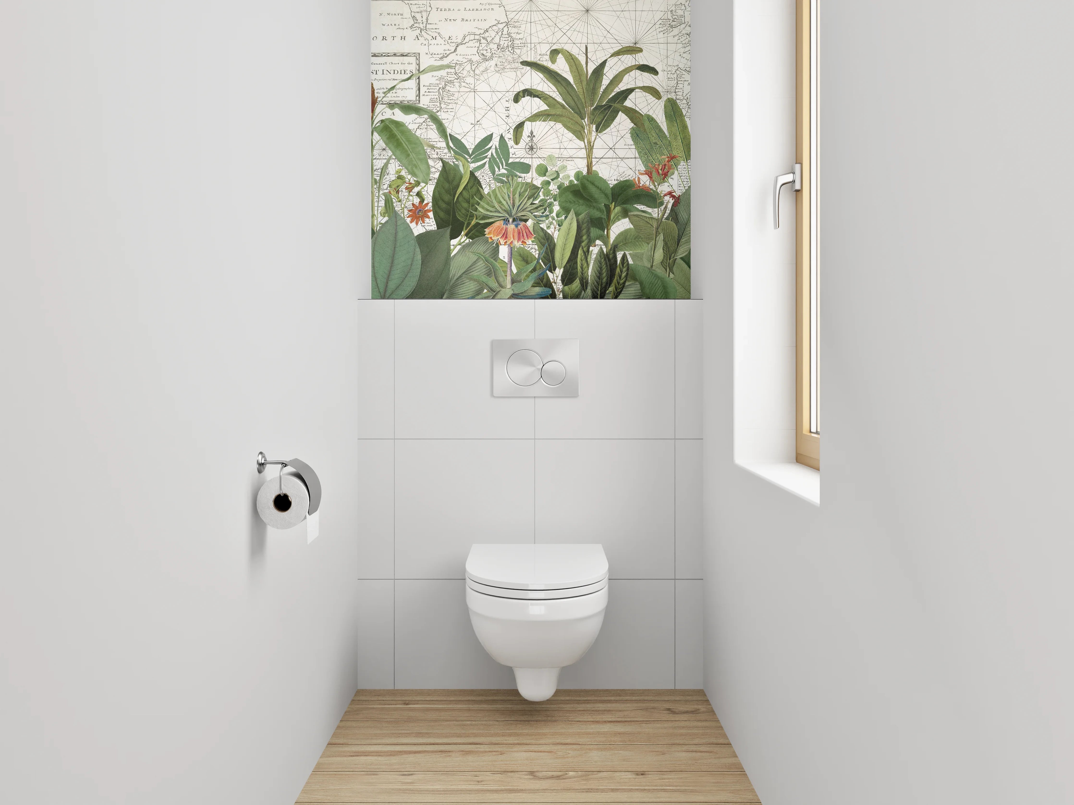 WC-Rückwand - Vintage Pflanzen-Karte Westindien
