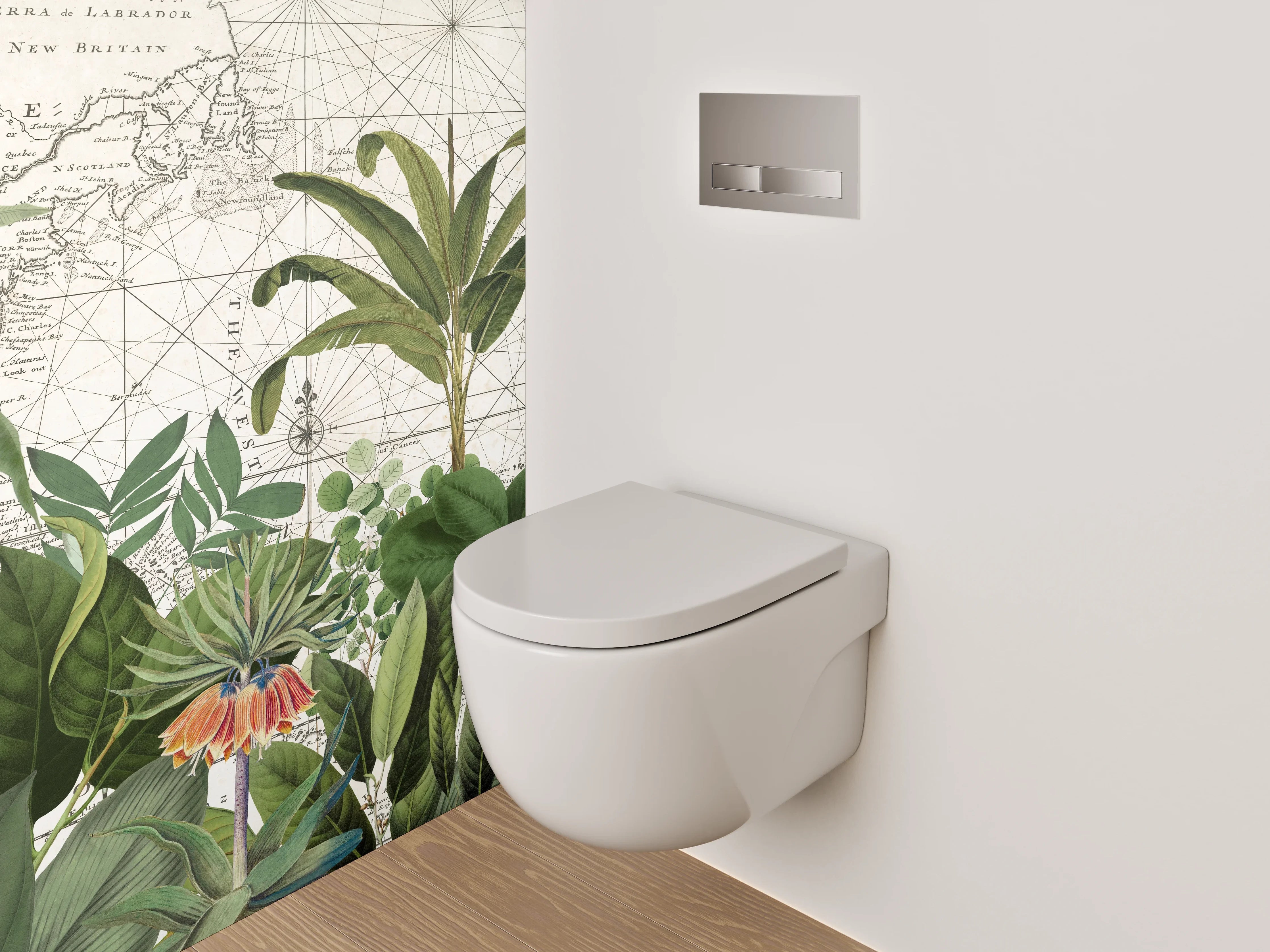 WC-Rückwand - Vintage Pflanzen-Karte Westindien