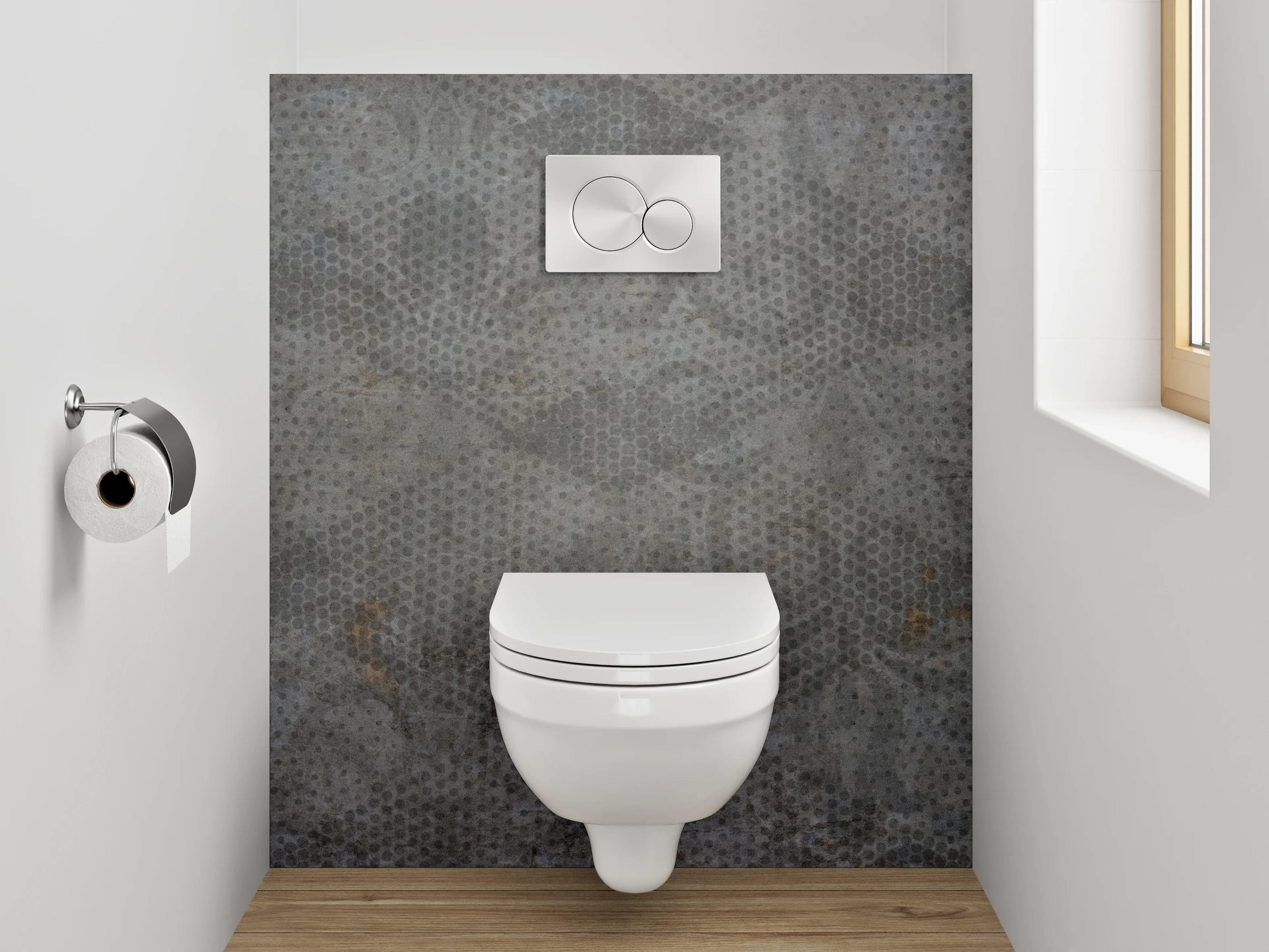 WC-Rückwand - Vintage Tapetenmuster Grau Anthrazit