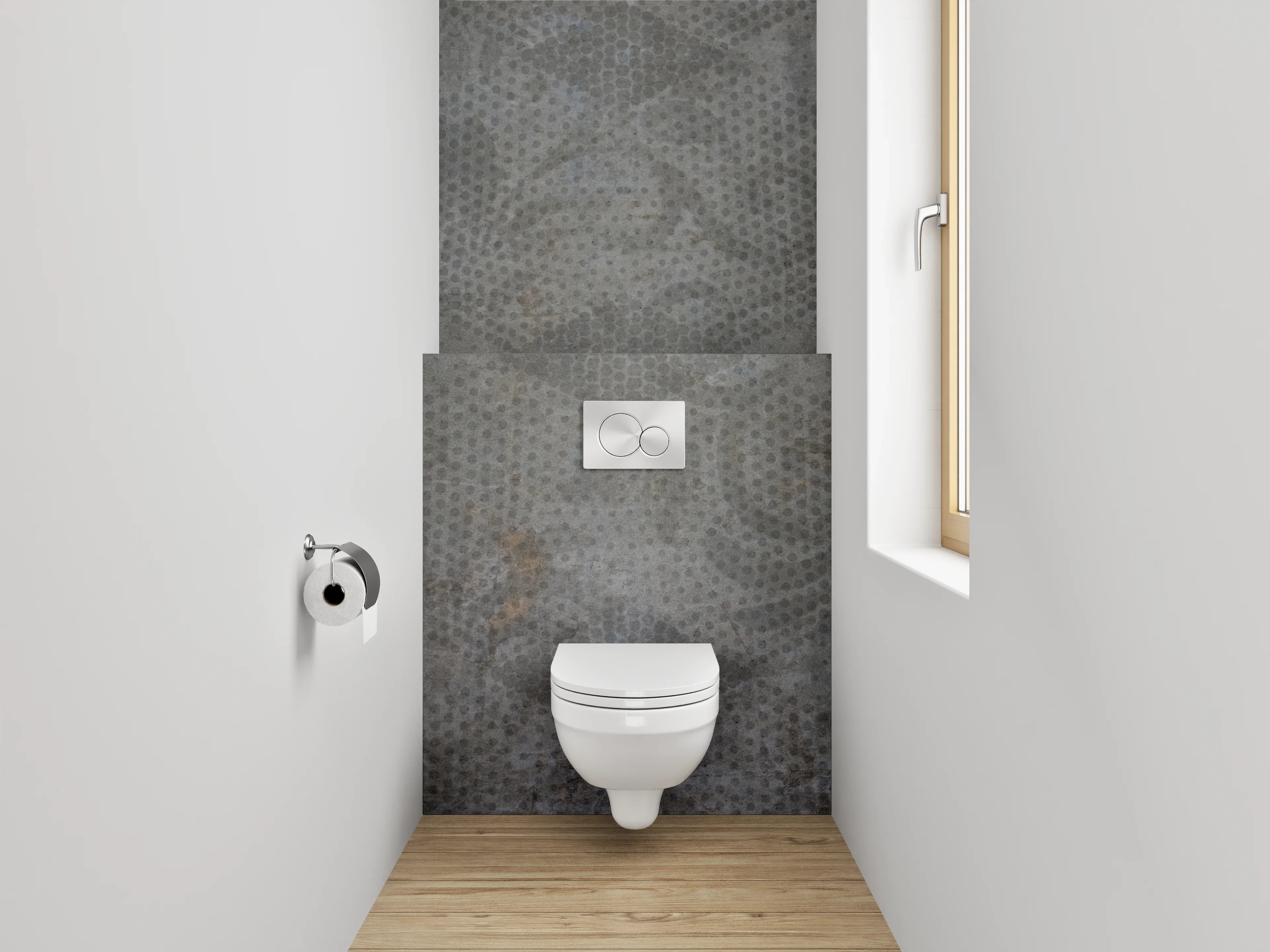 WC-Rückwand - Vintage Tapetenmuster Grau Anthrazit