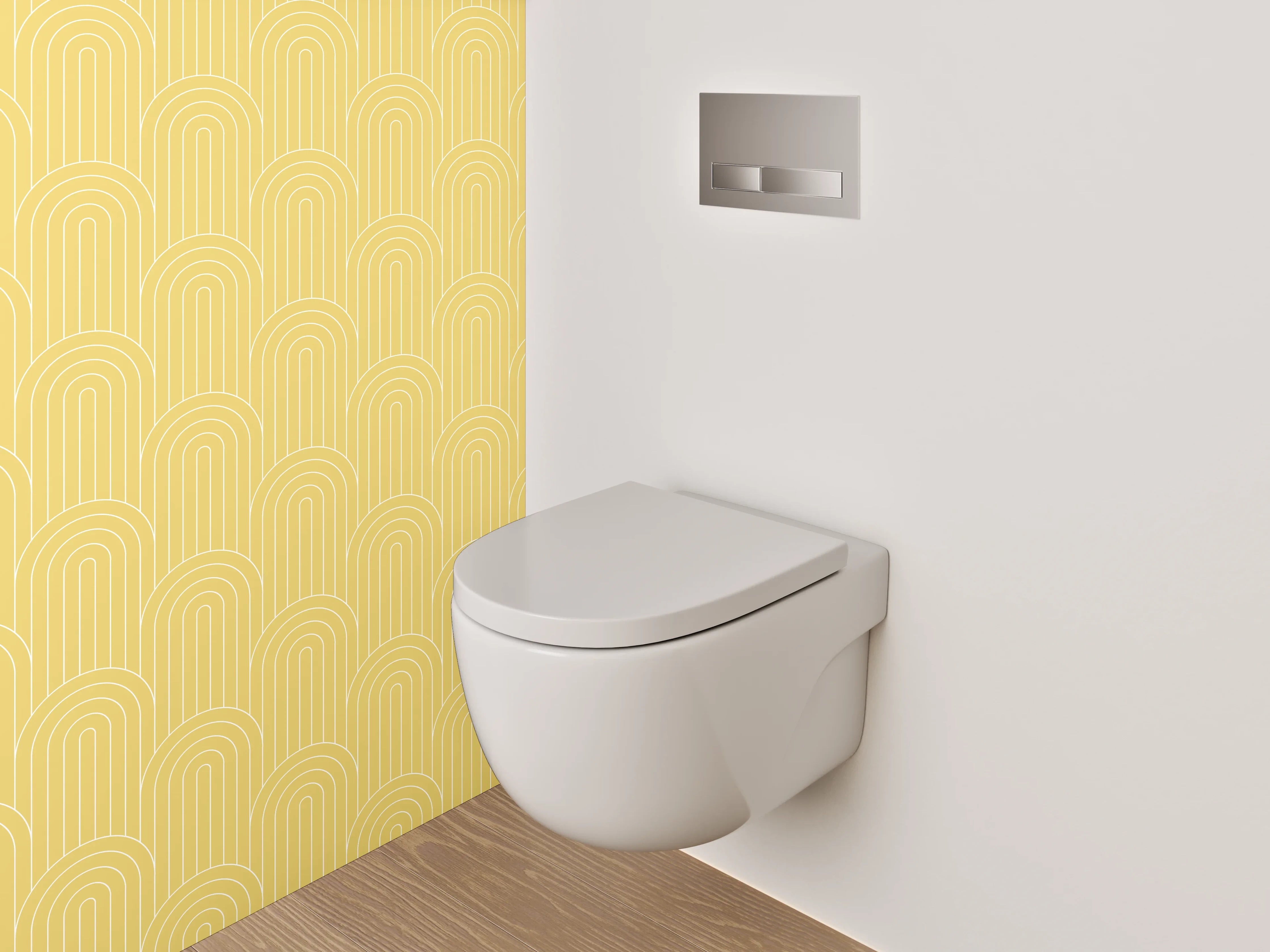 WC-Rückwand - Vintage Wellen Grau-Beige Design