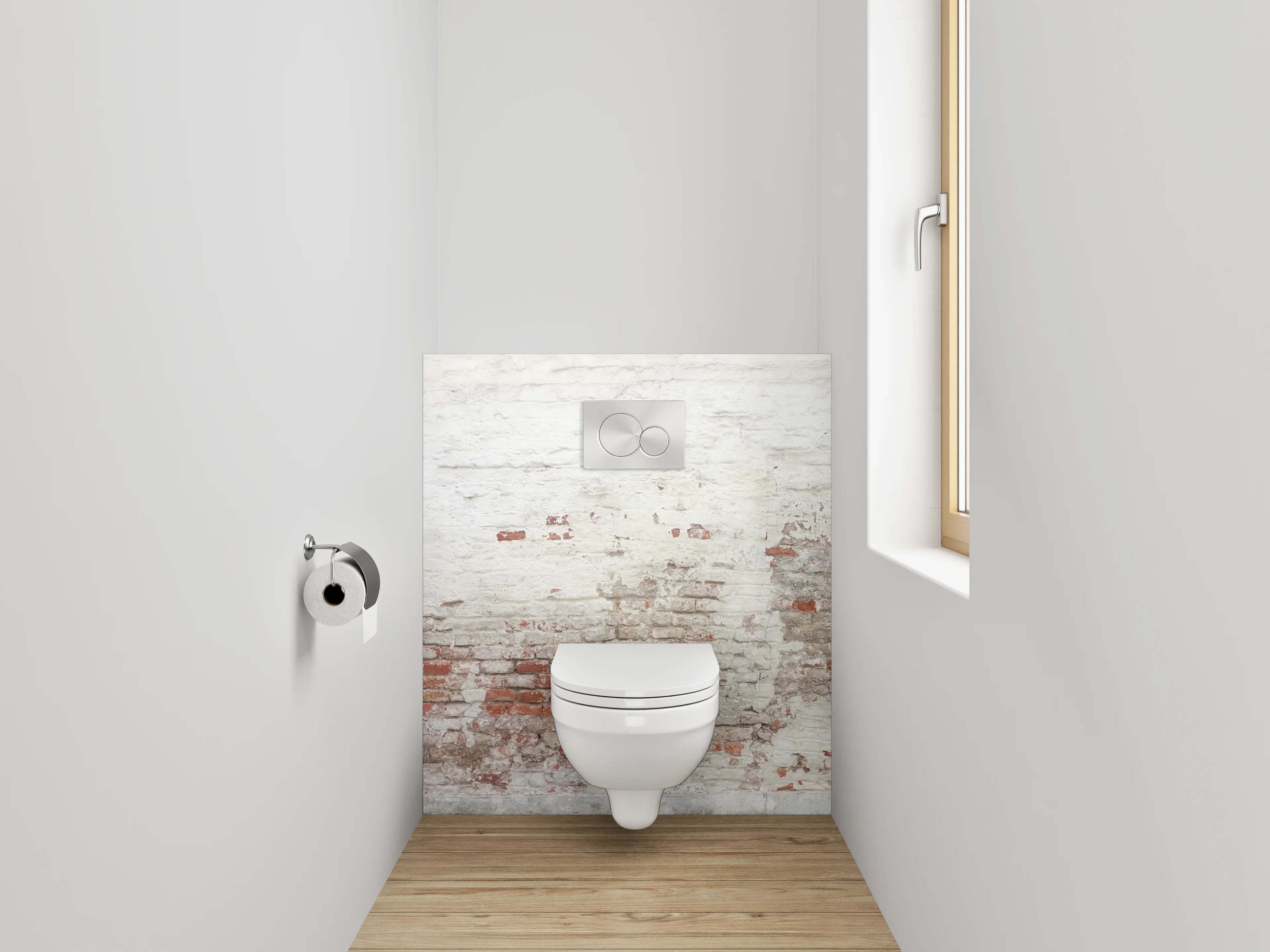 WC-Rückwand - Vintage Ziegelwand in Weiß und Rot