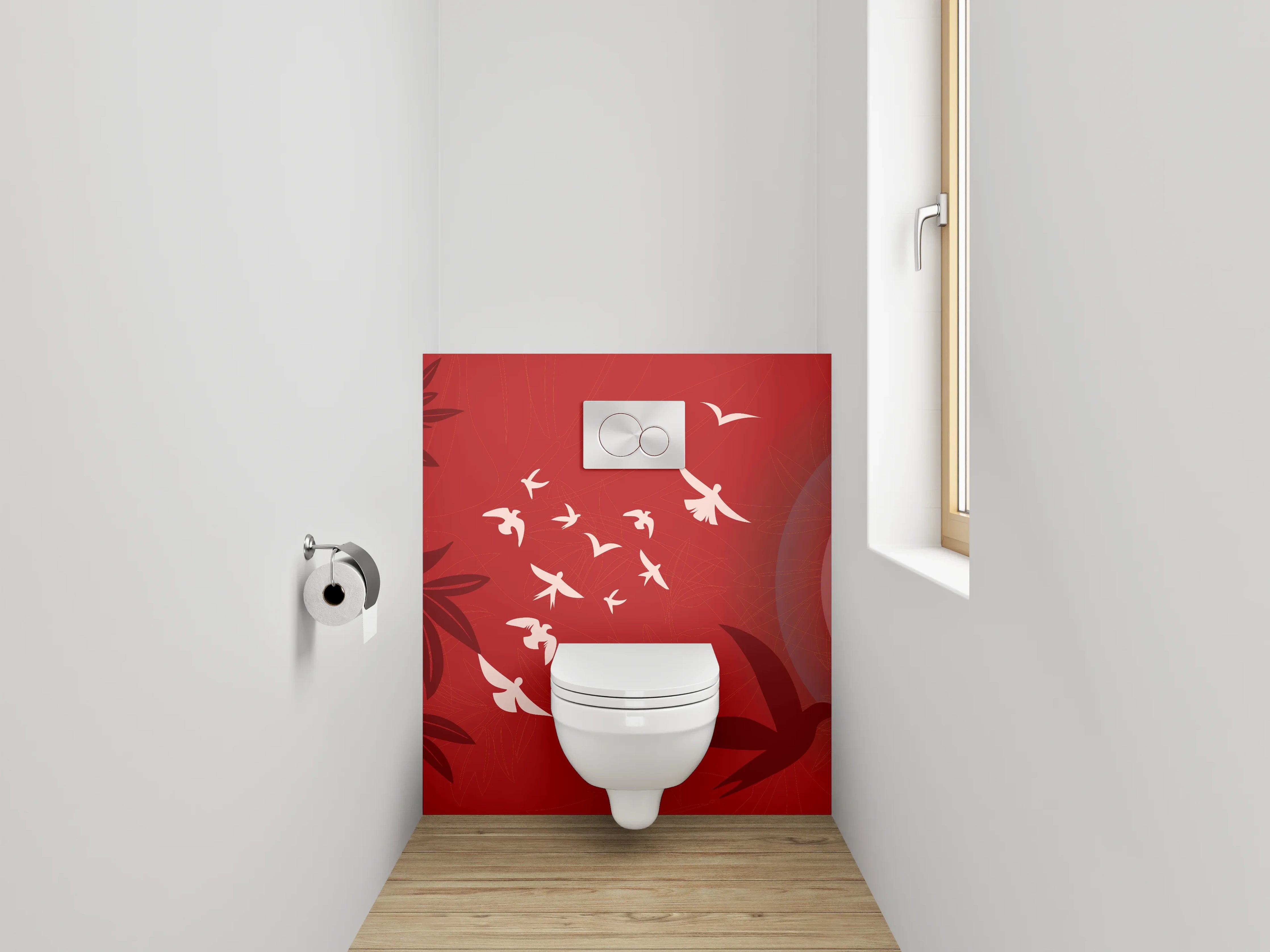 WC-Rückwand - Vögel im Sonnenuntergang Artwork