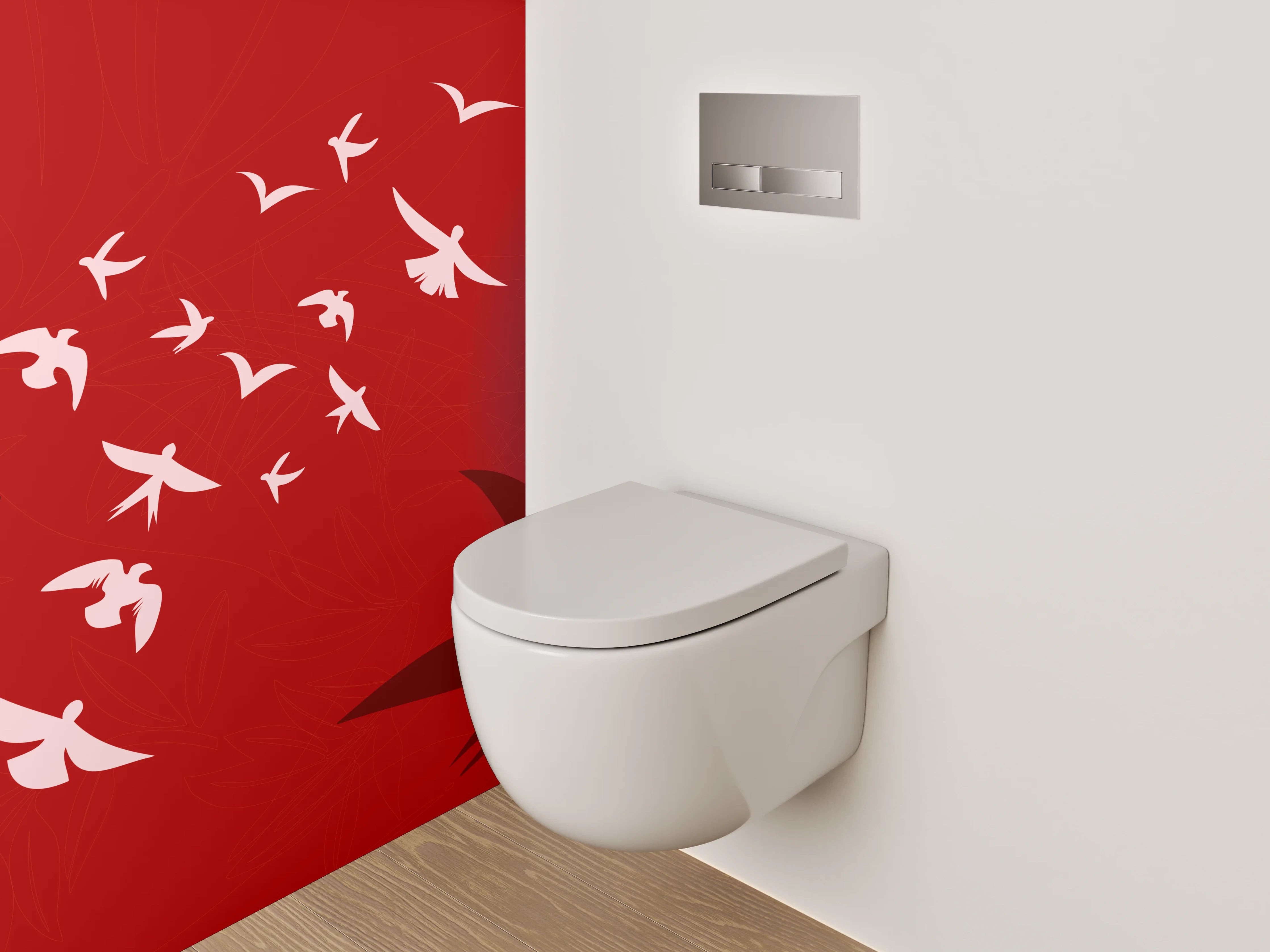 WC-Rückwand - Vögel im Sonnenuntergang – Illustration