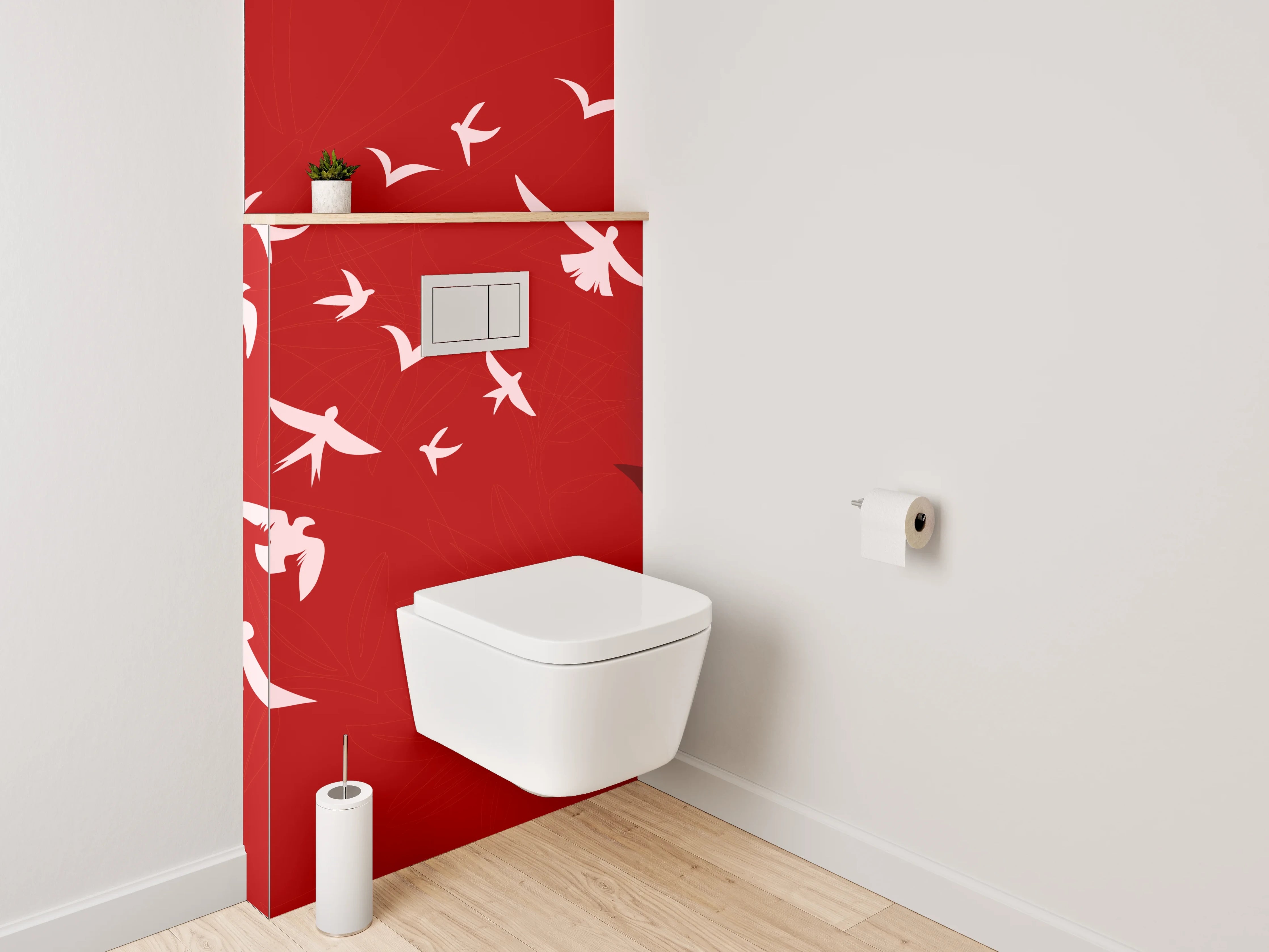 WC-Rückwand - Vögel im Sonnenuntergang – Illustration