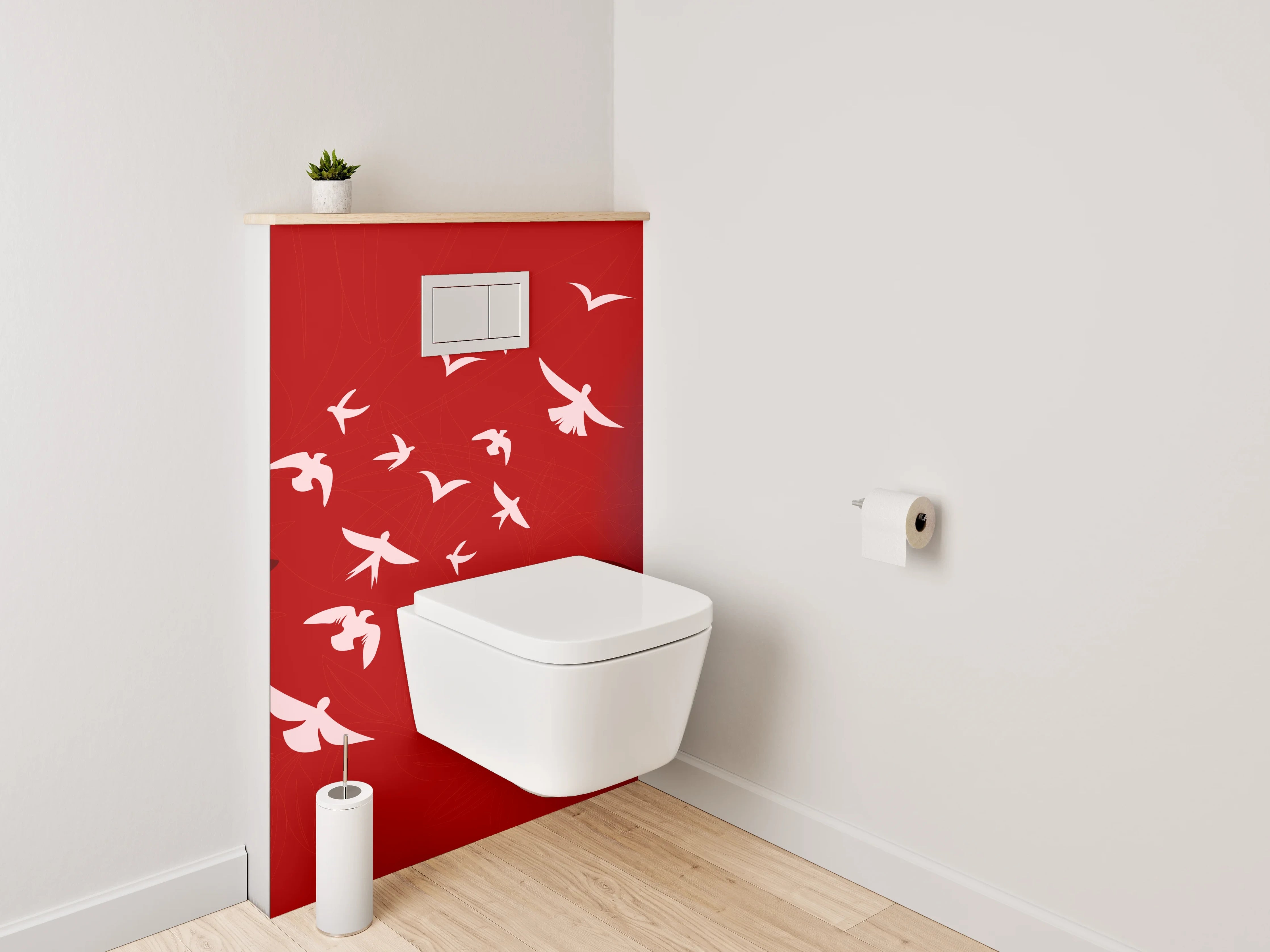 WC-Rückwand - Vögel im Sonnenuntergang – Illustration