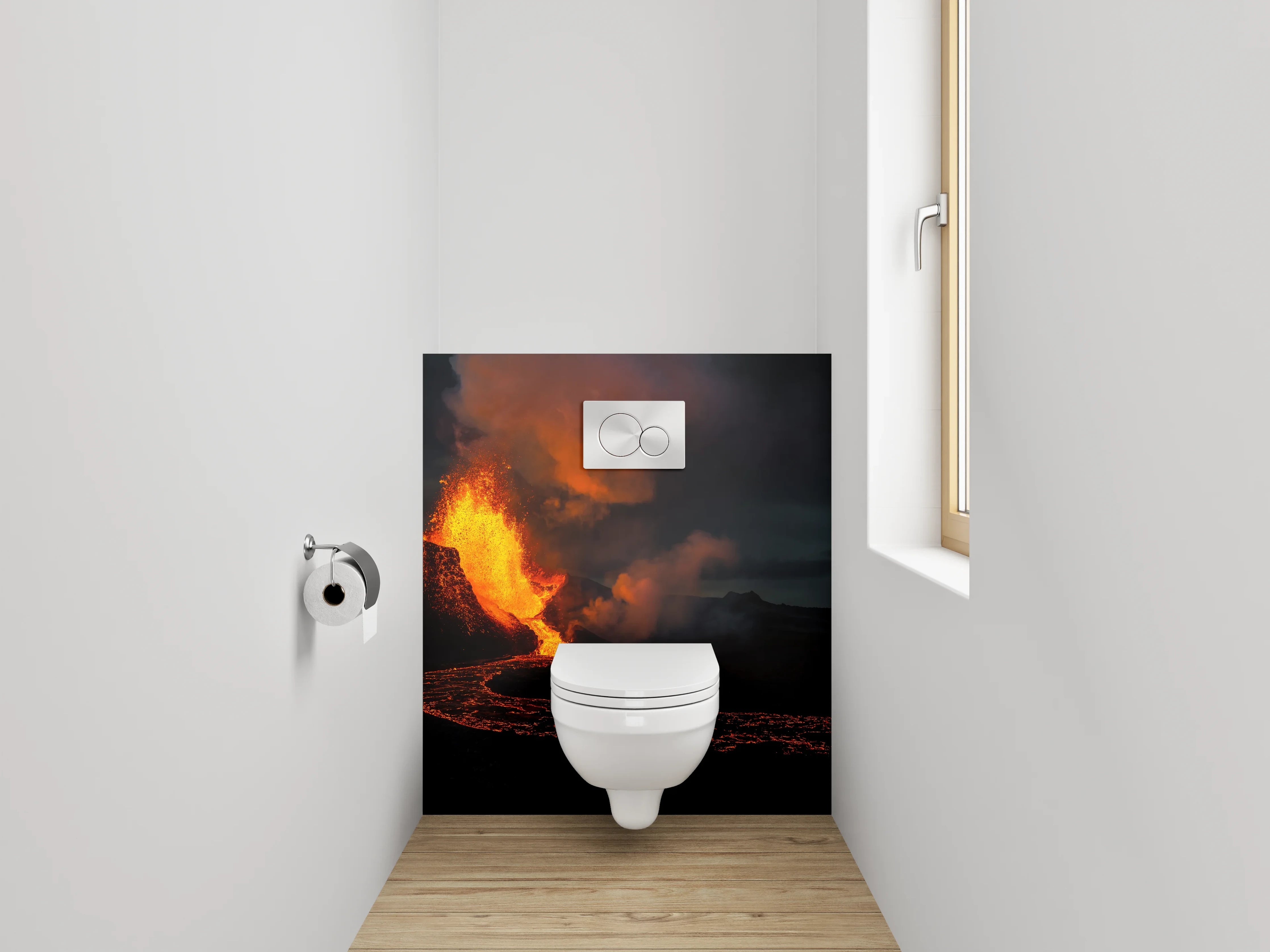 WC-Rückwand - Vulkaneruption – Naturgewalt in Lavaflüssen