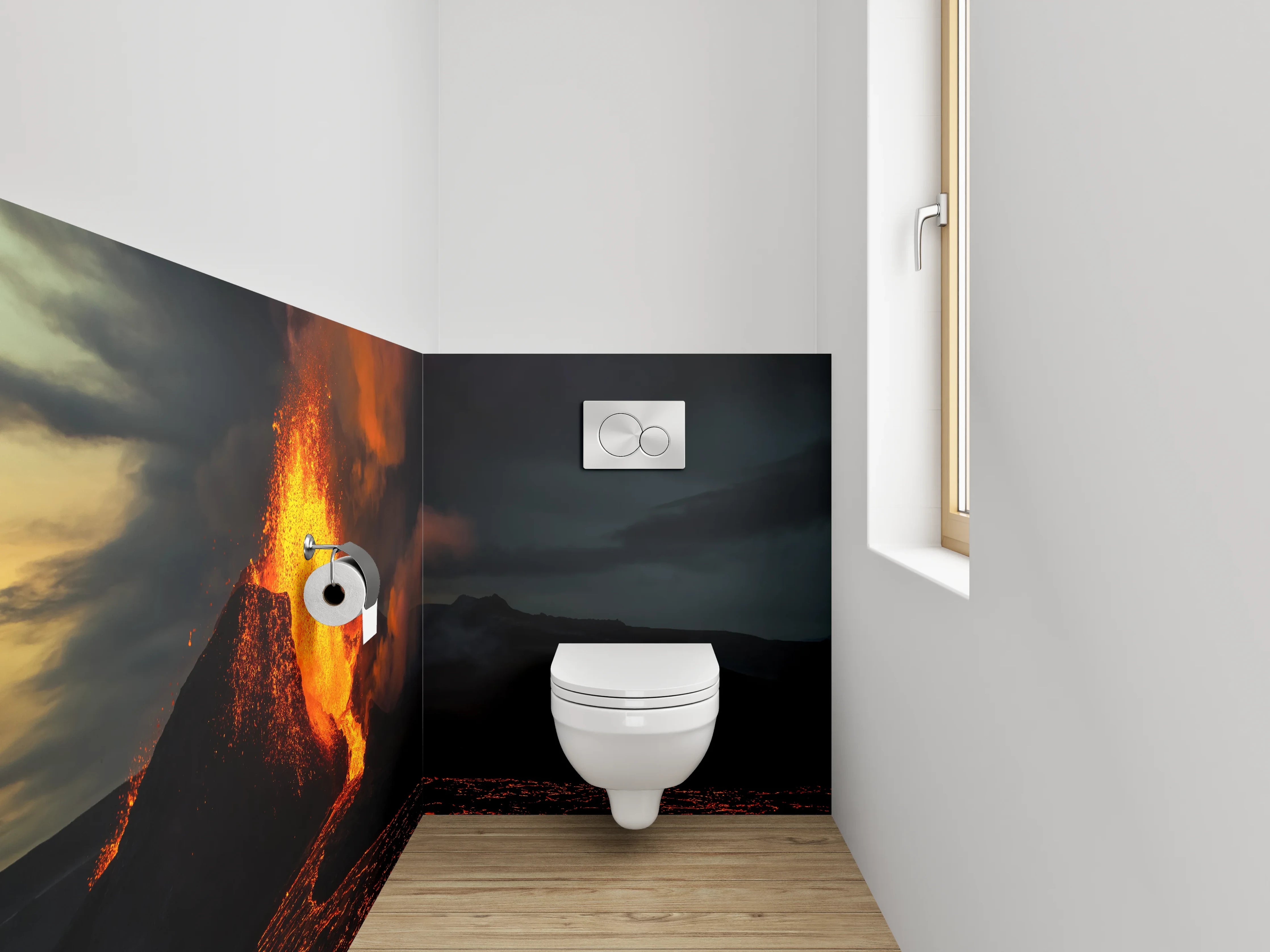WC-Rückwand - Vulkaneruption – Naturgewalt in Lavaflüssen