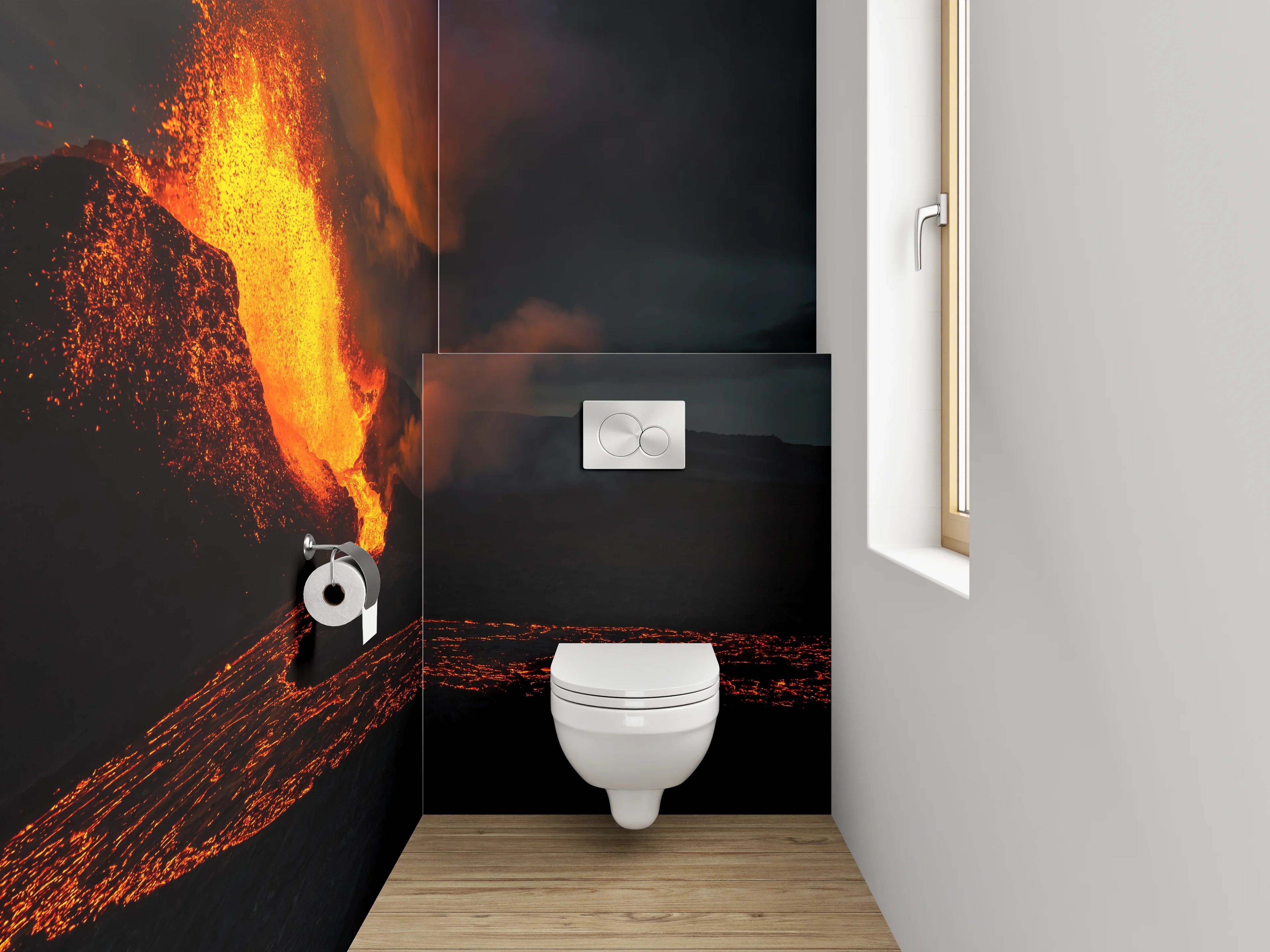 WC-Rückwand - Vulkaneruption – Naturgewalt in Lavaflüssen