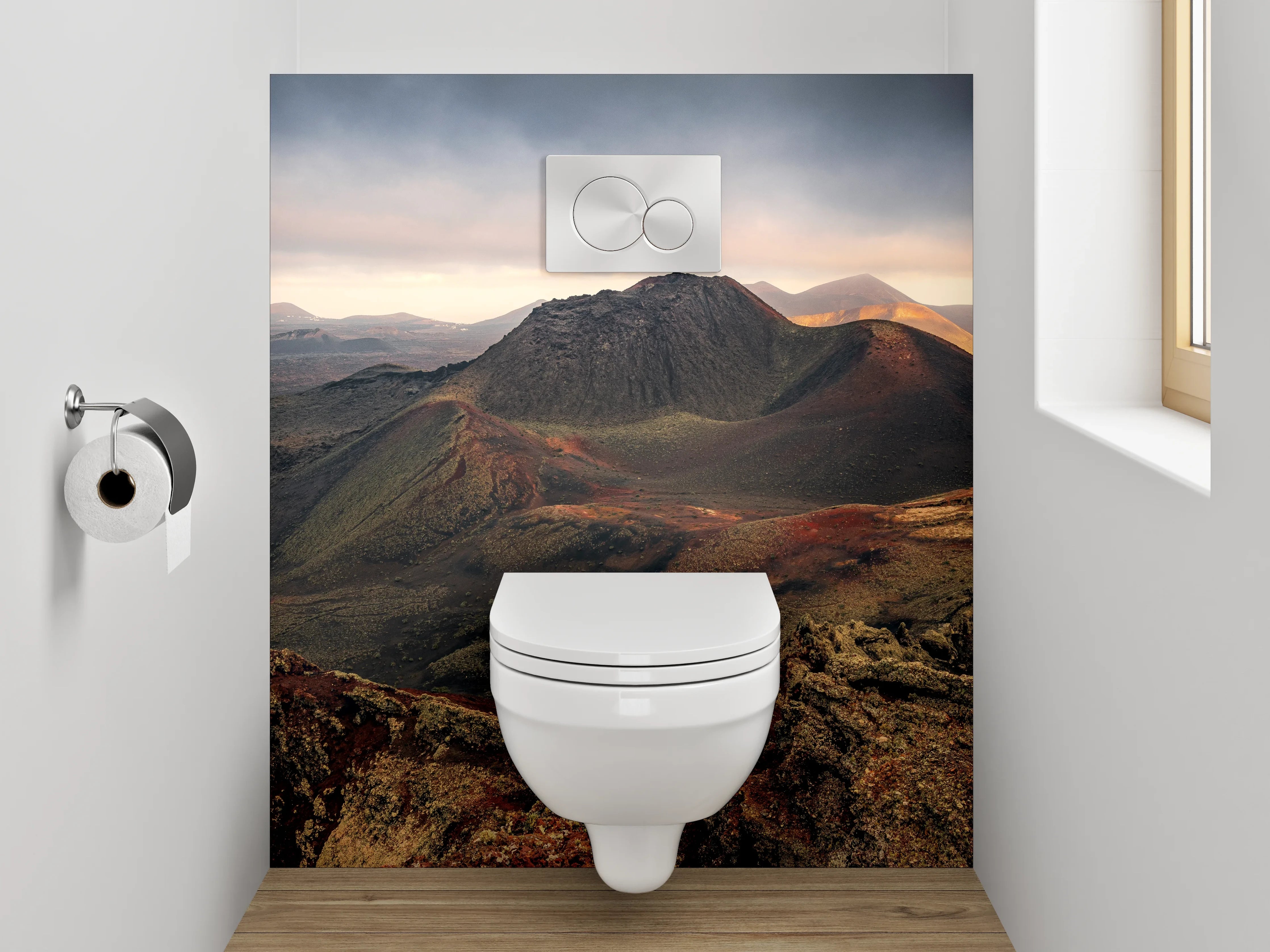 WC-Rückwand - Vulkanische Berglandschaft Sonnenlicht