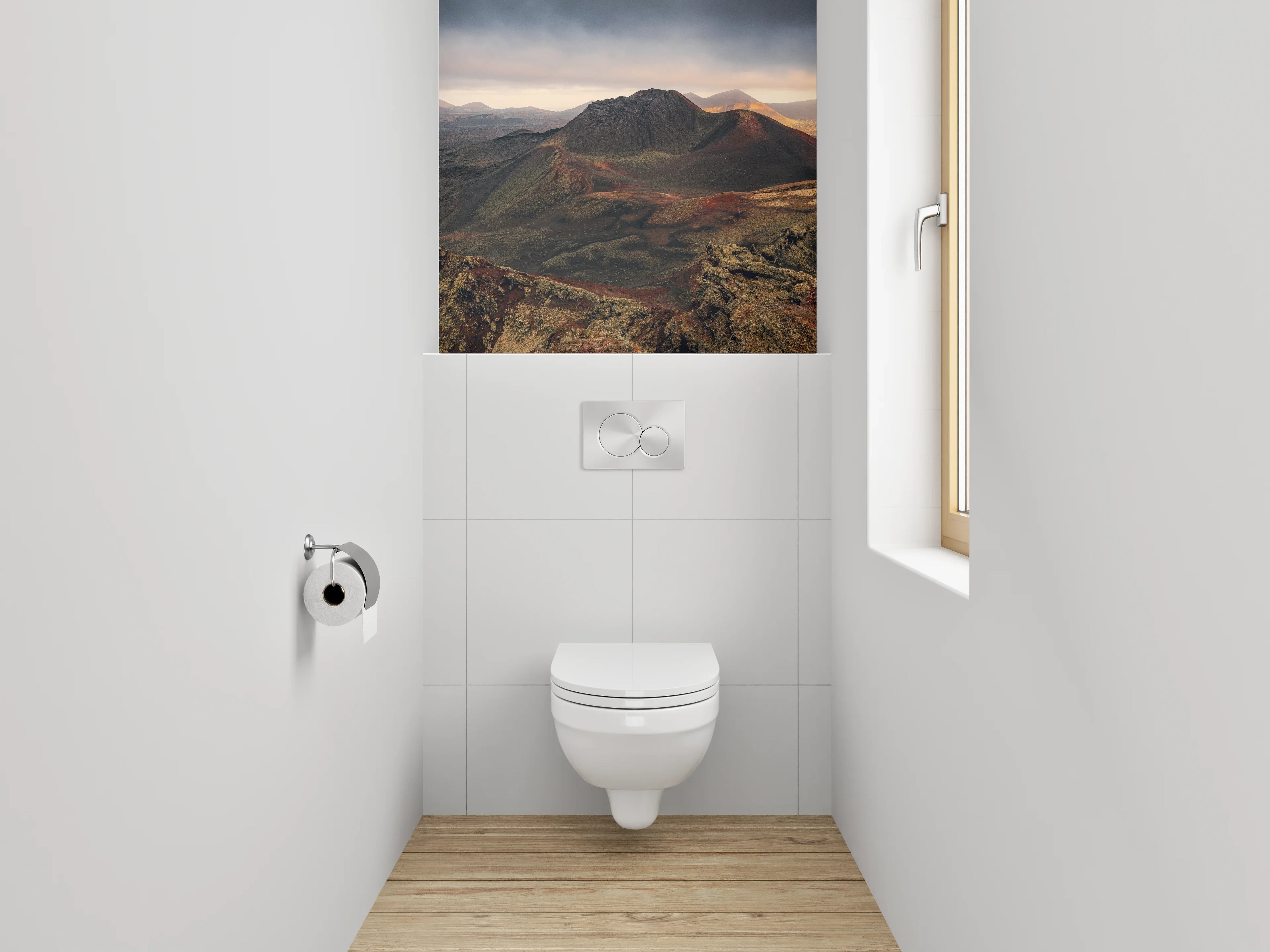 WC-Rückwand - Vulkanische Berglandschaft Sonnenlicht