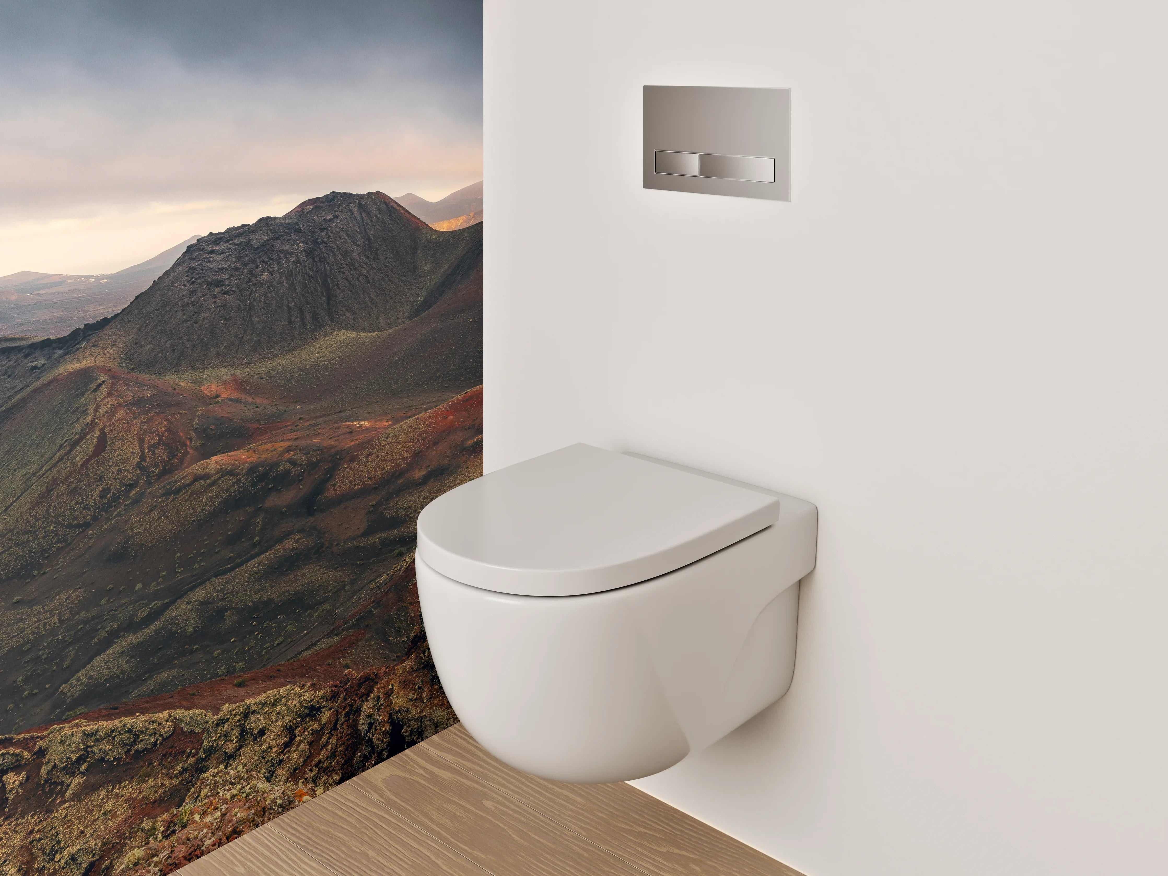 WC-Rückwand - Vulkanische Berglandschaft Sonnenlicht