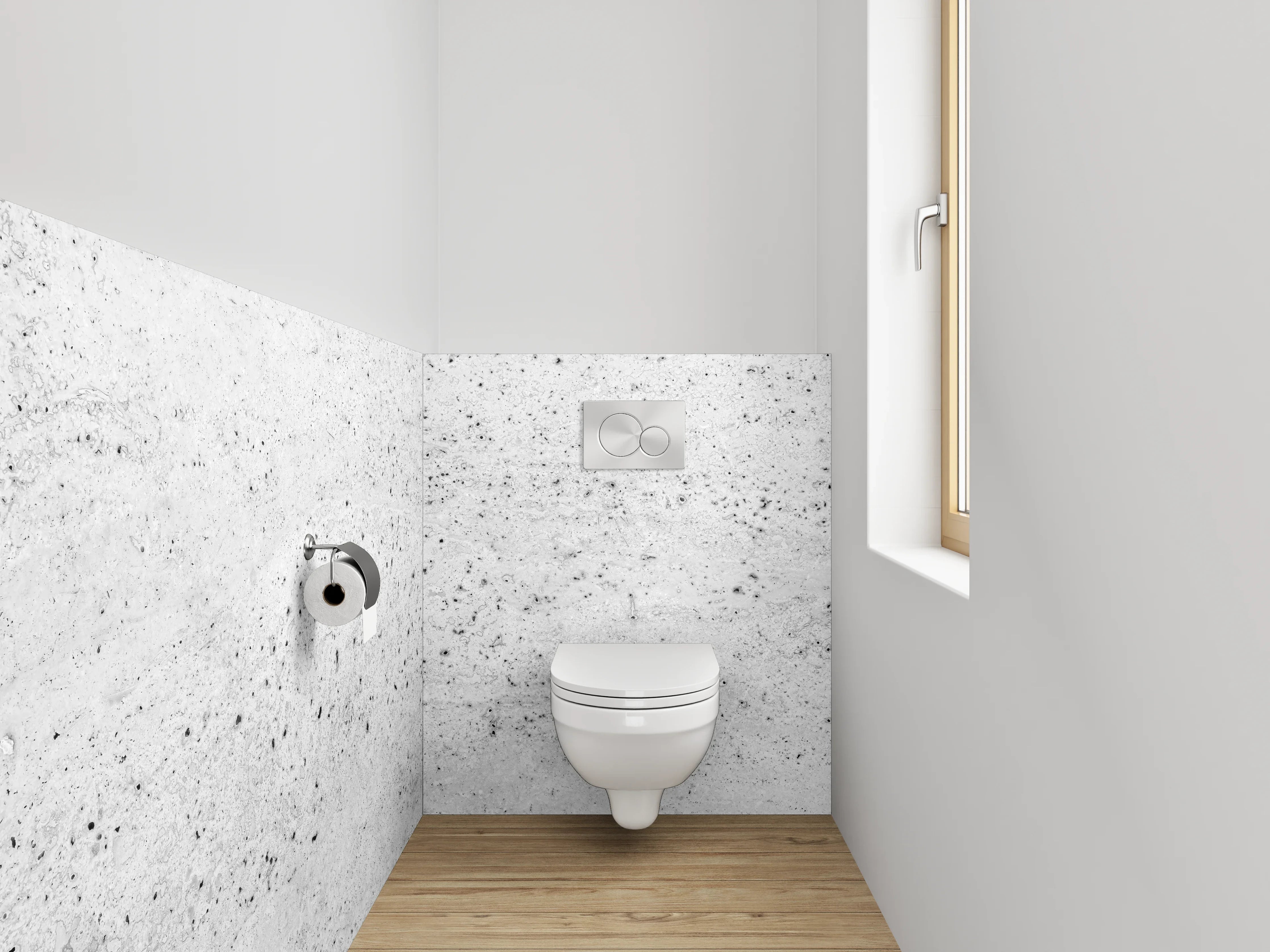 WC-Rückwand - Betonoptik Weiß Grau minimalistisch