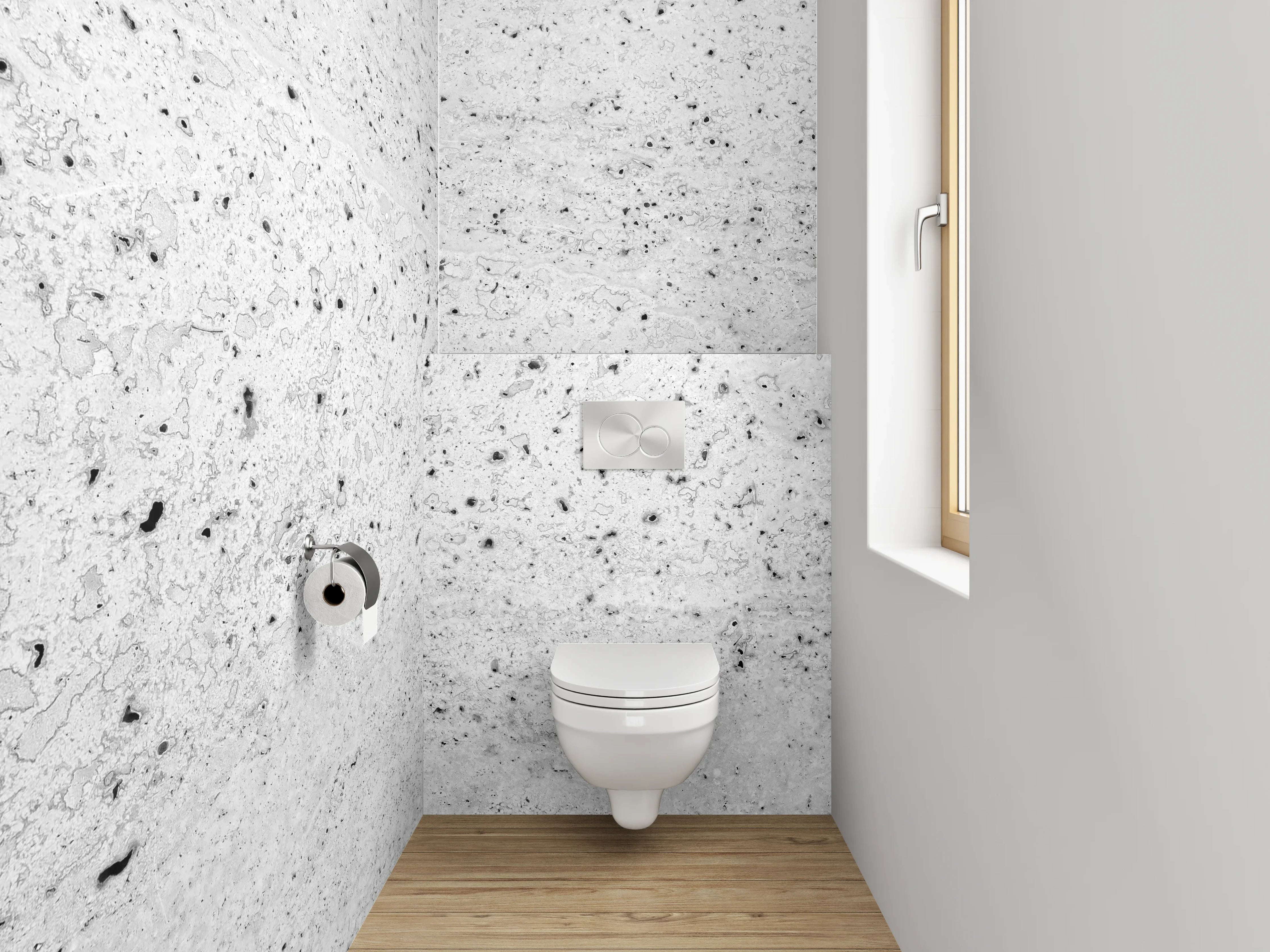WC-Rückwand - Betonoptik Weiß Grau minimalistisch